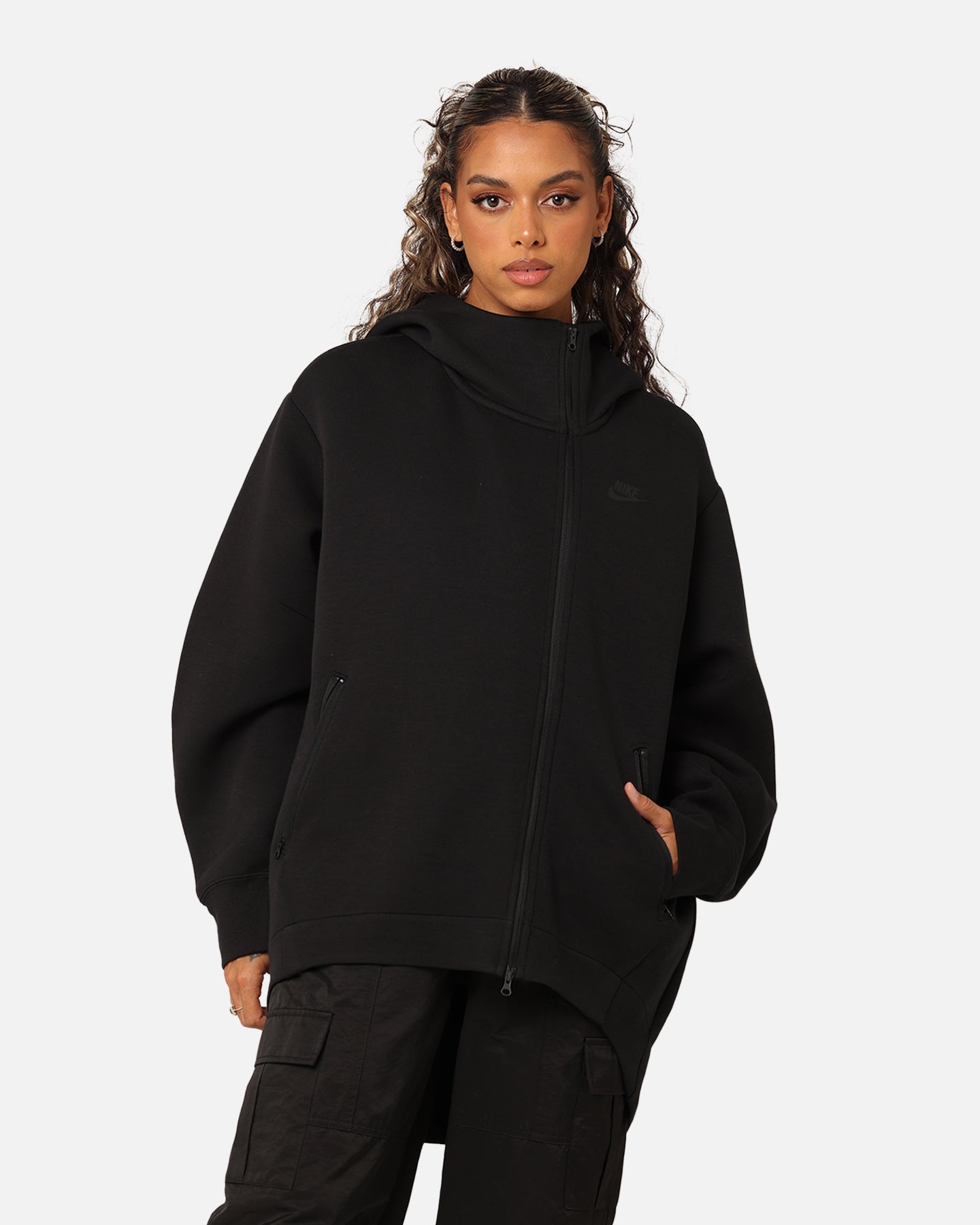 Nike Women's Sportswear Tech Fleece Oversized Full-Zip Hoodie Cape Black/Black、mySite、zt4zffjzw