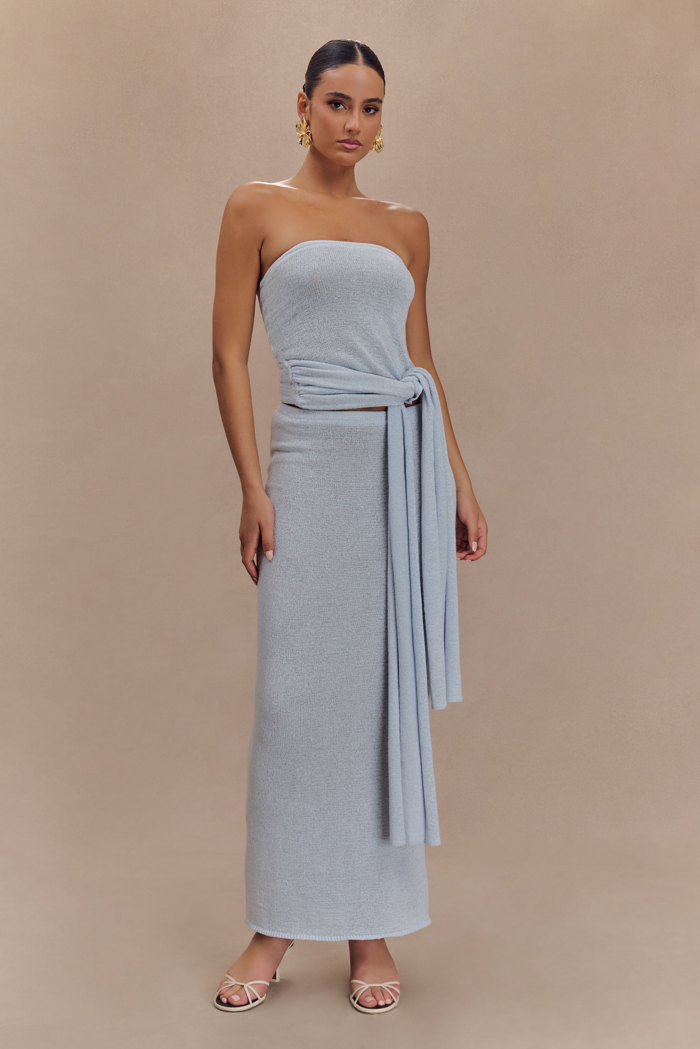 Phoebe Knit Maxi Skirt - Ice Blue、mySite、solidvoid