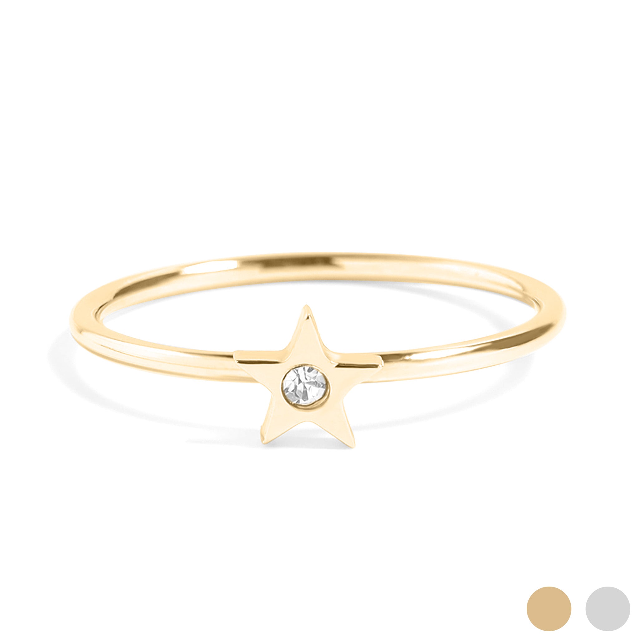 18K Gold PVD Stainless Steel CZ Stone Star Symbol Ring / ZRJ0003、mySite、dreamappss