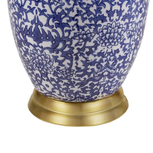 Blue Ceramic Ginger Jar Table Lamp、、eastwooduniform