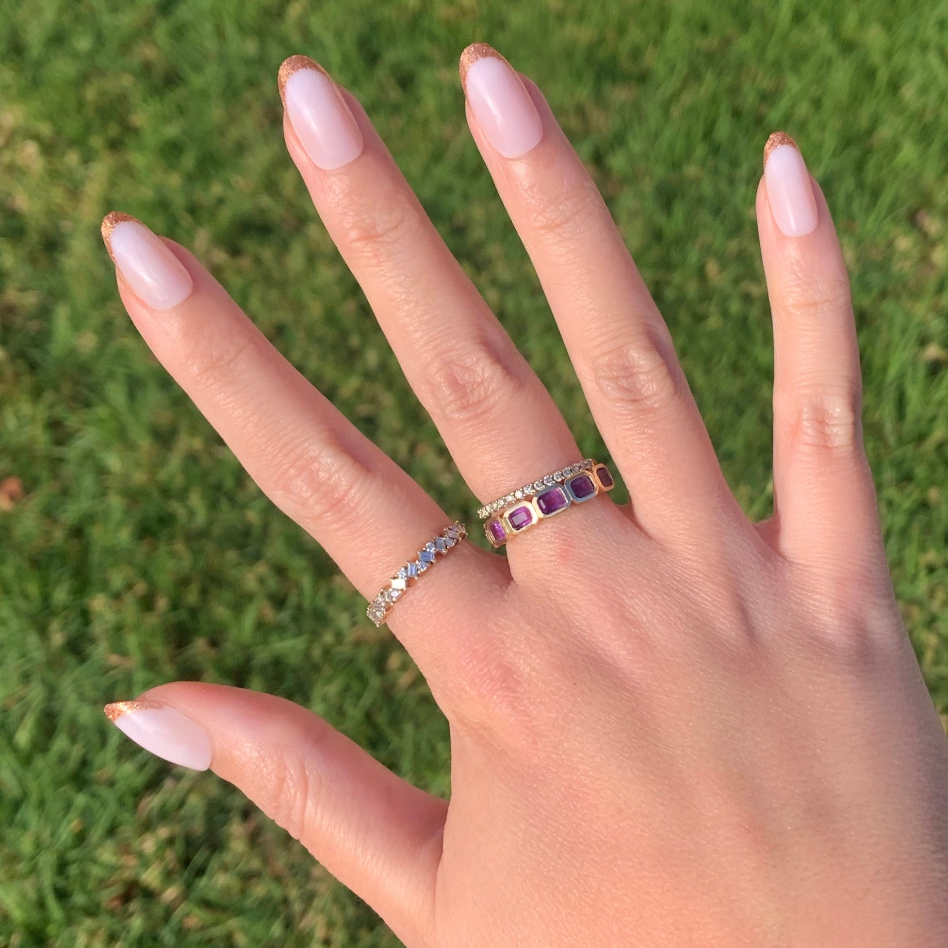 Rose Glitter French | Oval | Medium、mySite、solidvoid