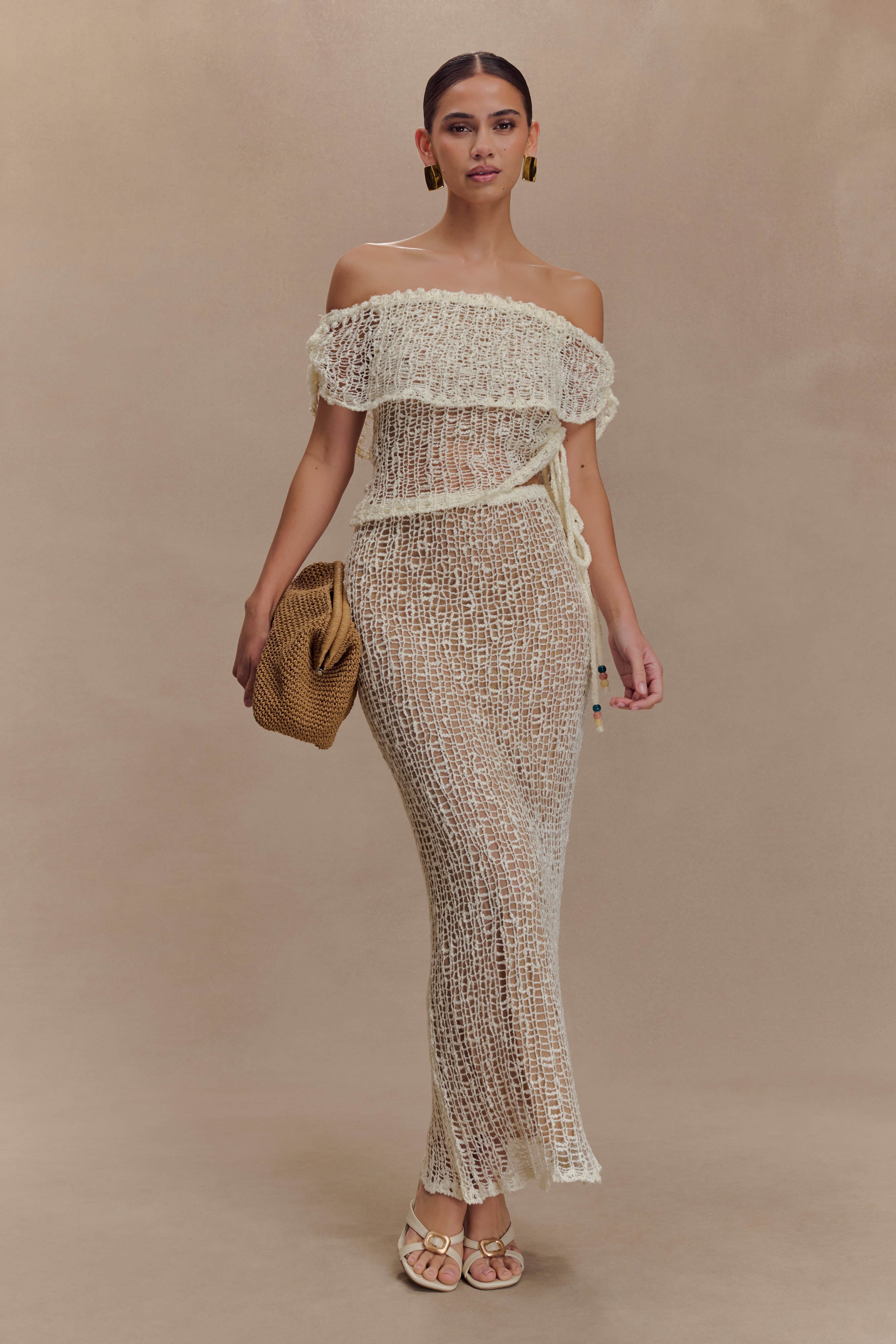 Cordelia Off Shoulder Knit Top - Ivory、mySite、solidvoid