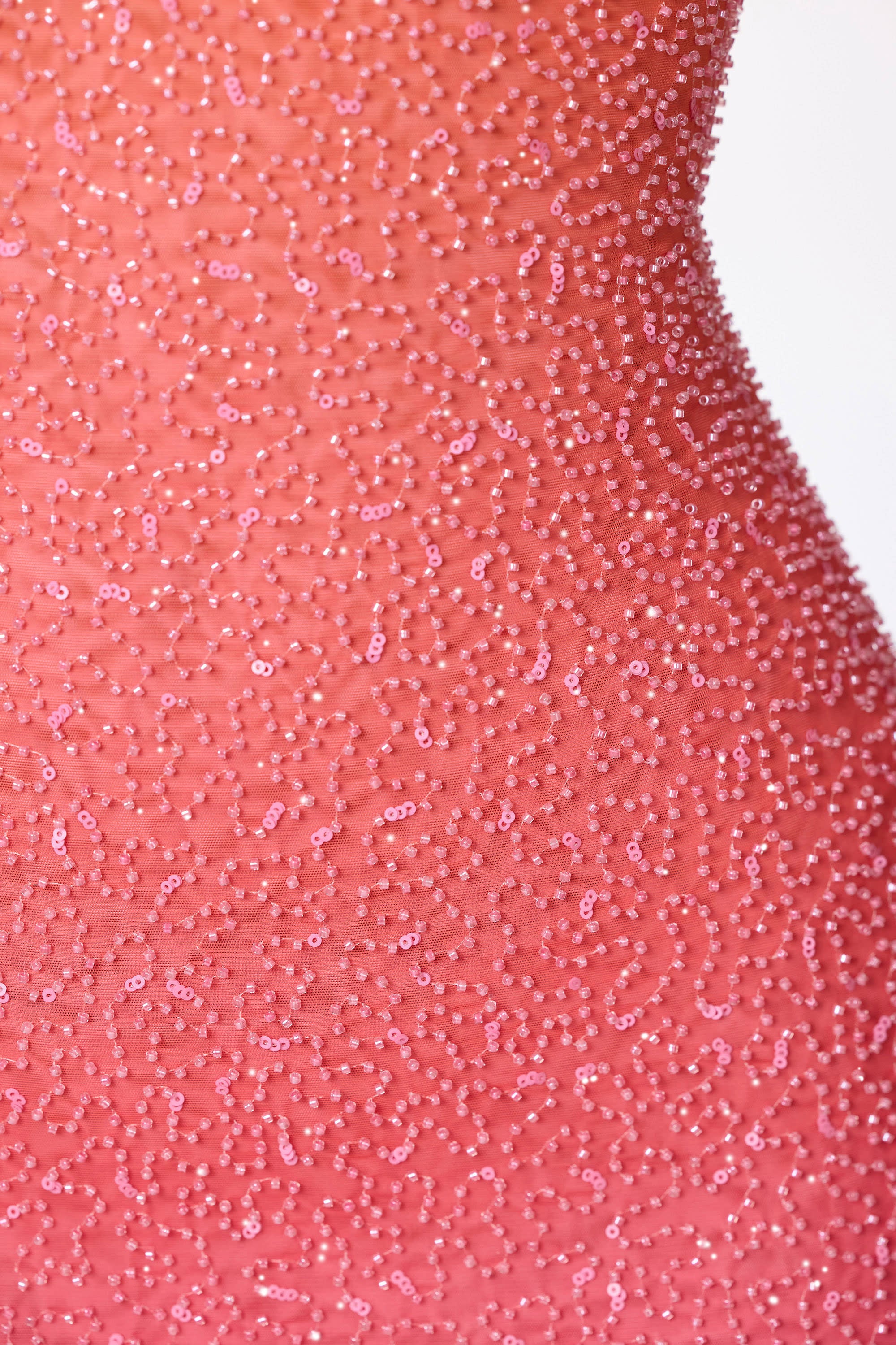 Embellished Strapless Mini Dress in Red and Orange Ombré、mySite、solidvoid