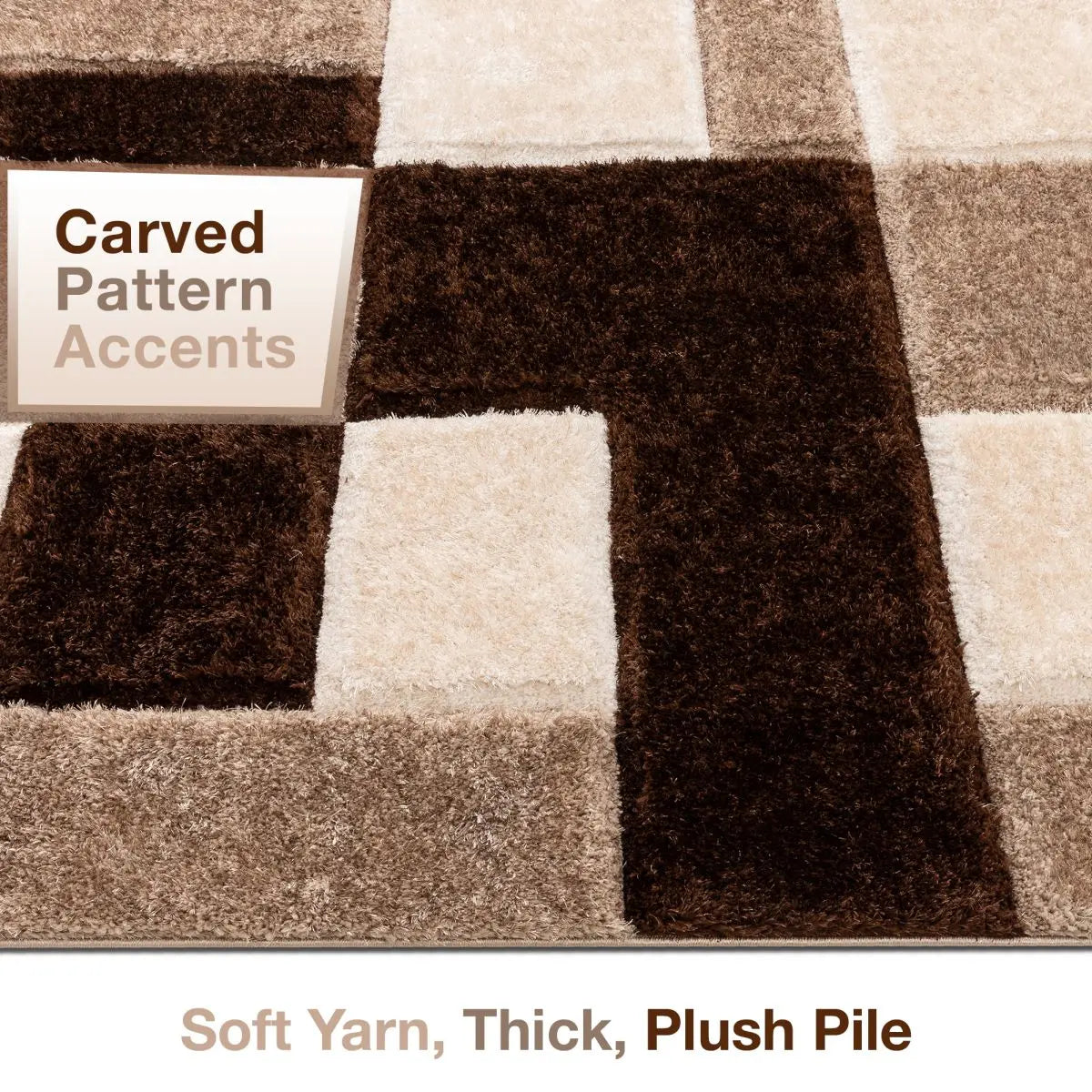 Escondido Brown Modern Geometric 3D Textured Shag Rug、mySite、gigharbornorthrealestate