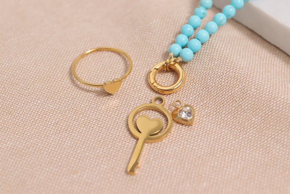 Semi Precious Natural Stone Charm Keeper Necklace / SBB0305、mySite、dreamappss