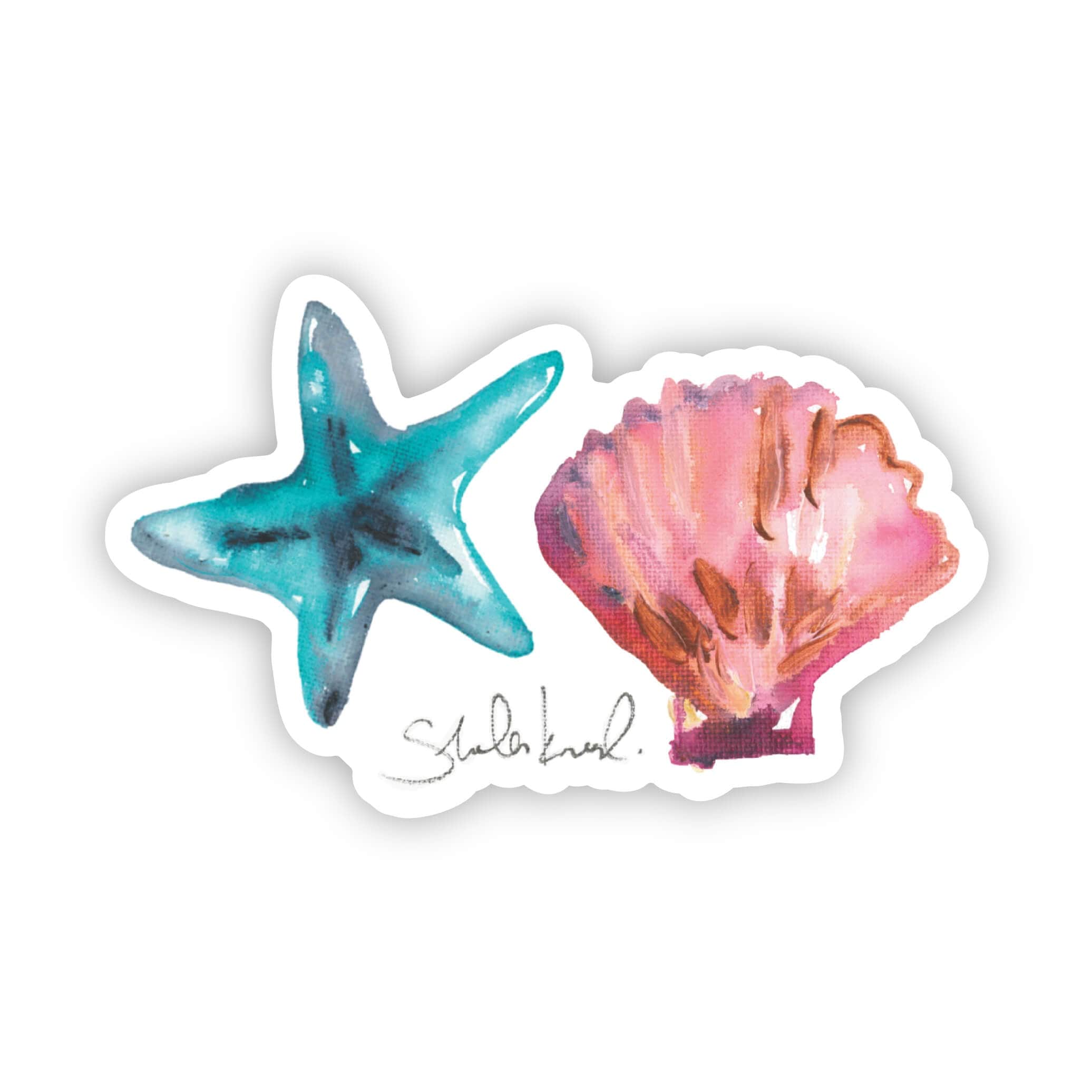  Starfish & shell watercolor sticker、mySite、elrpsem3k