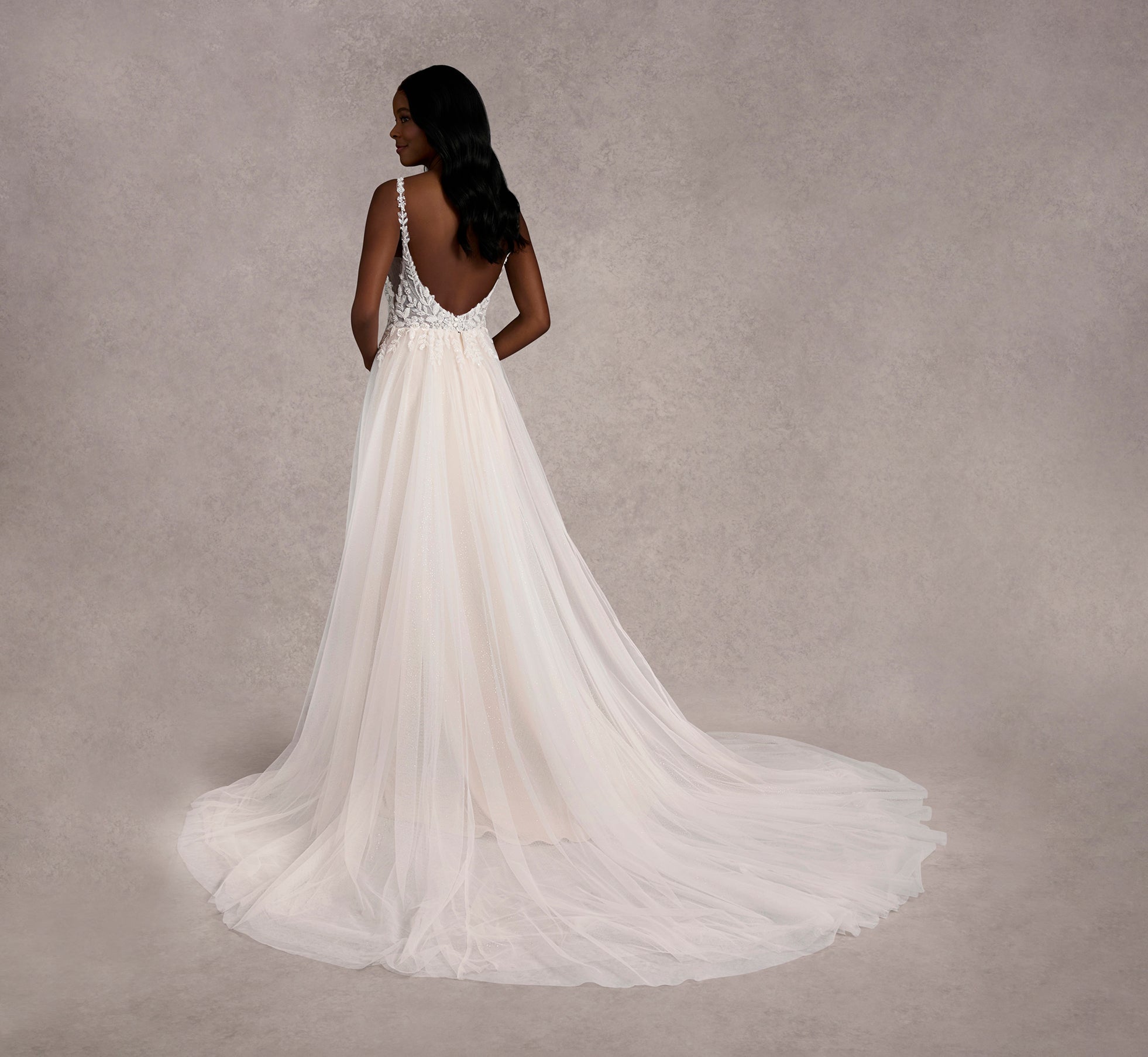 Hand Beaded Lace A-Line Gown Sparkle Tulle In Ivory/Almond/Nude In Ivory Almond Nude、mySite、solidvoid