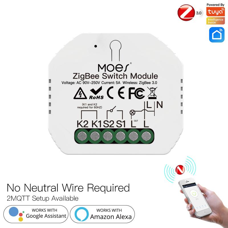 ZigBee Smart Light Switch Module Tuya No Neutral Wire 2 Way Required 2MQTT Relay、mySite、fannypackpong