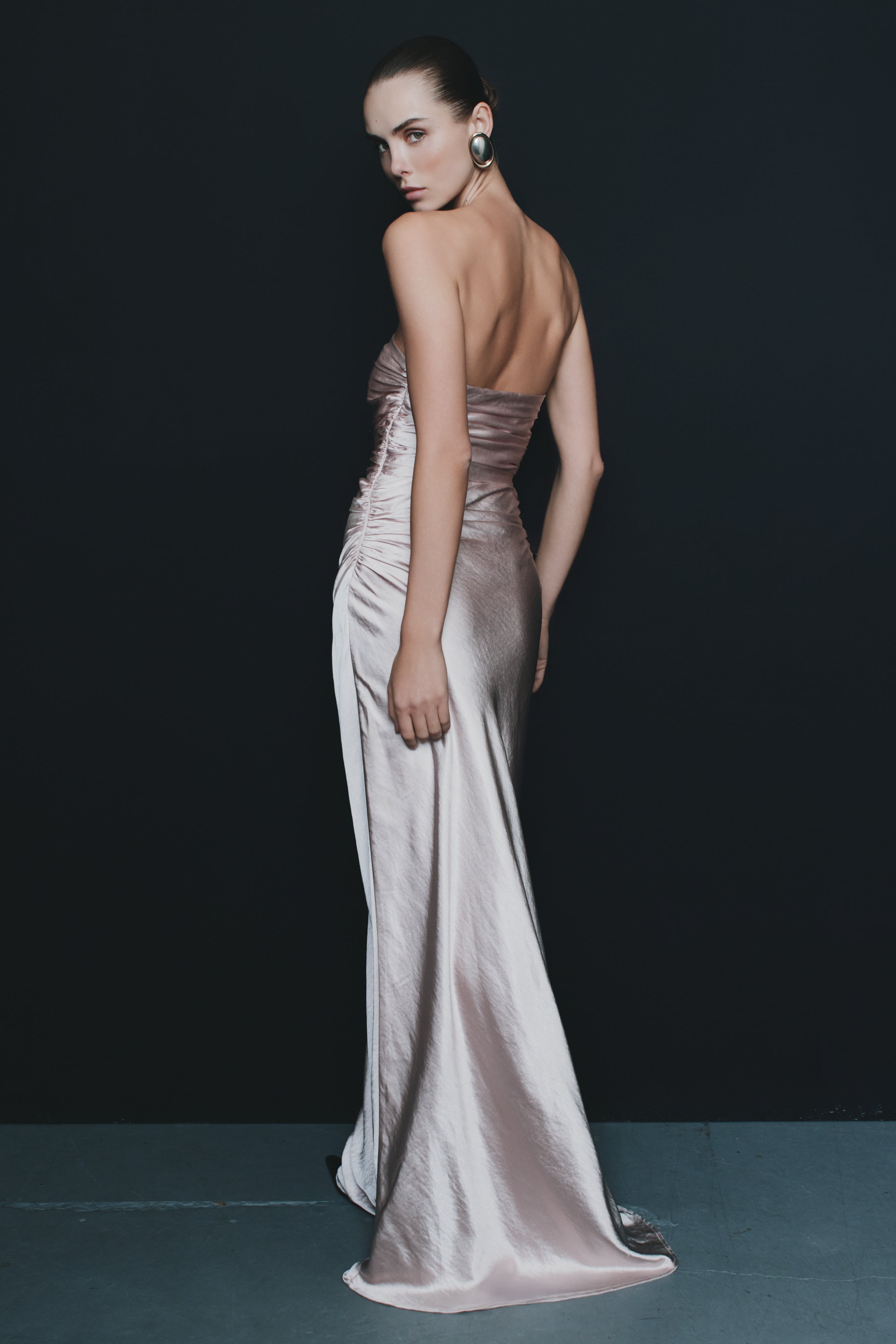 Cedar Strapless Satin Maxi Dress - Soft Pink、mySite、solidvoid