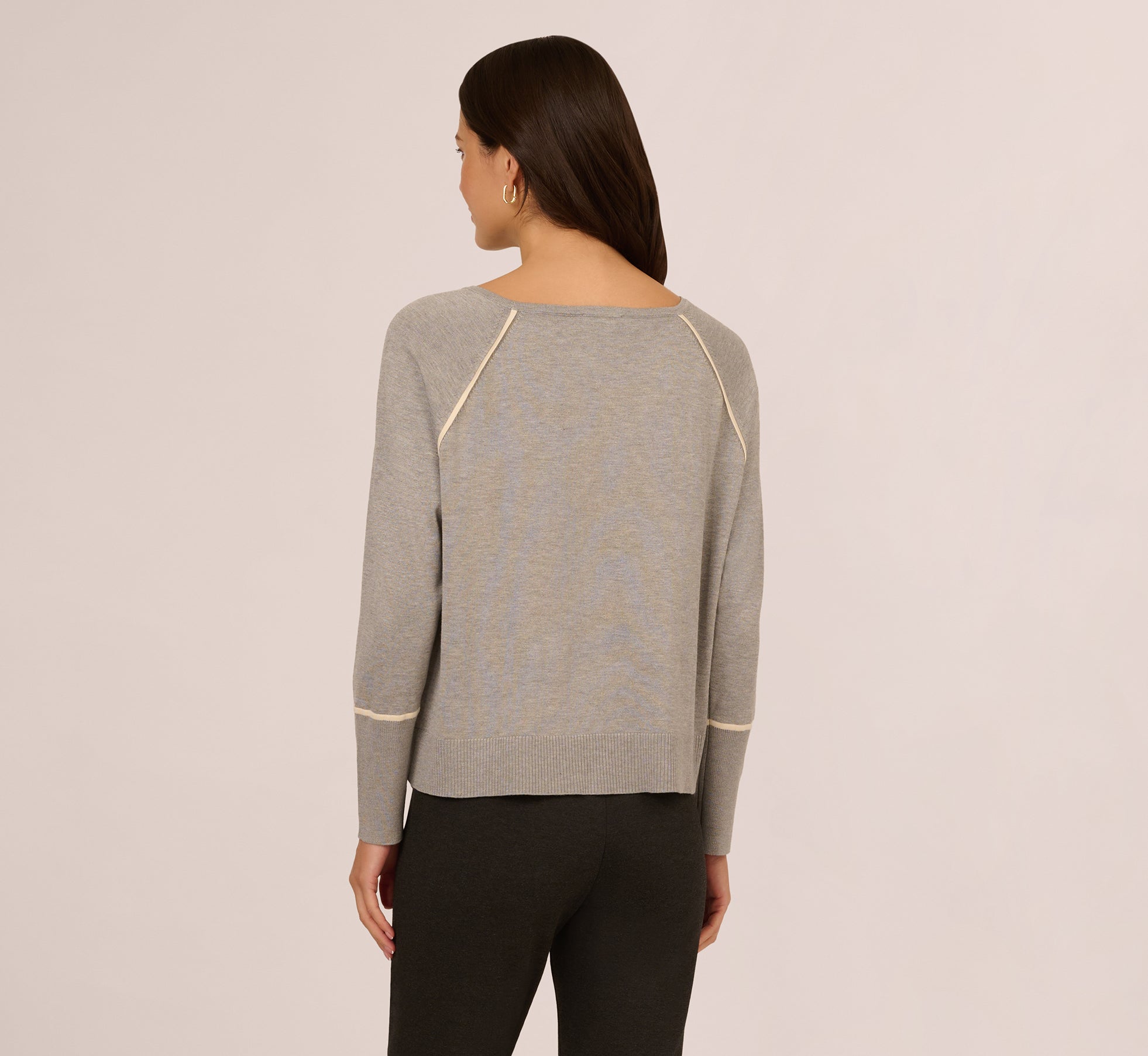 Boat Neck Slouchy Dolman Sleeve Raglan Sweater In Heather Grey Cream、mySite、solidvoid