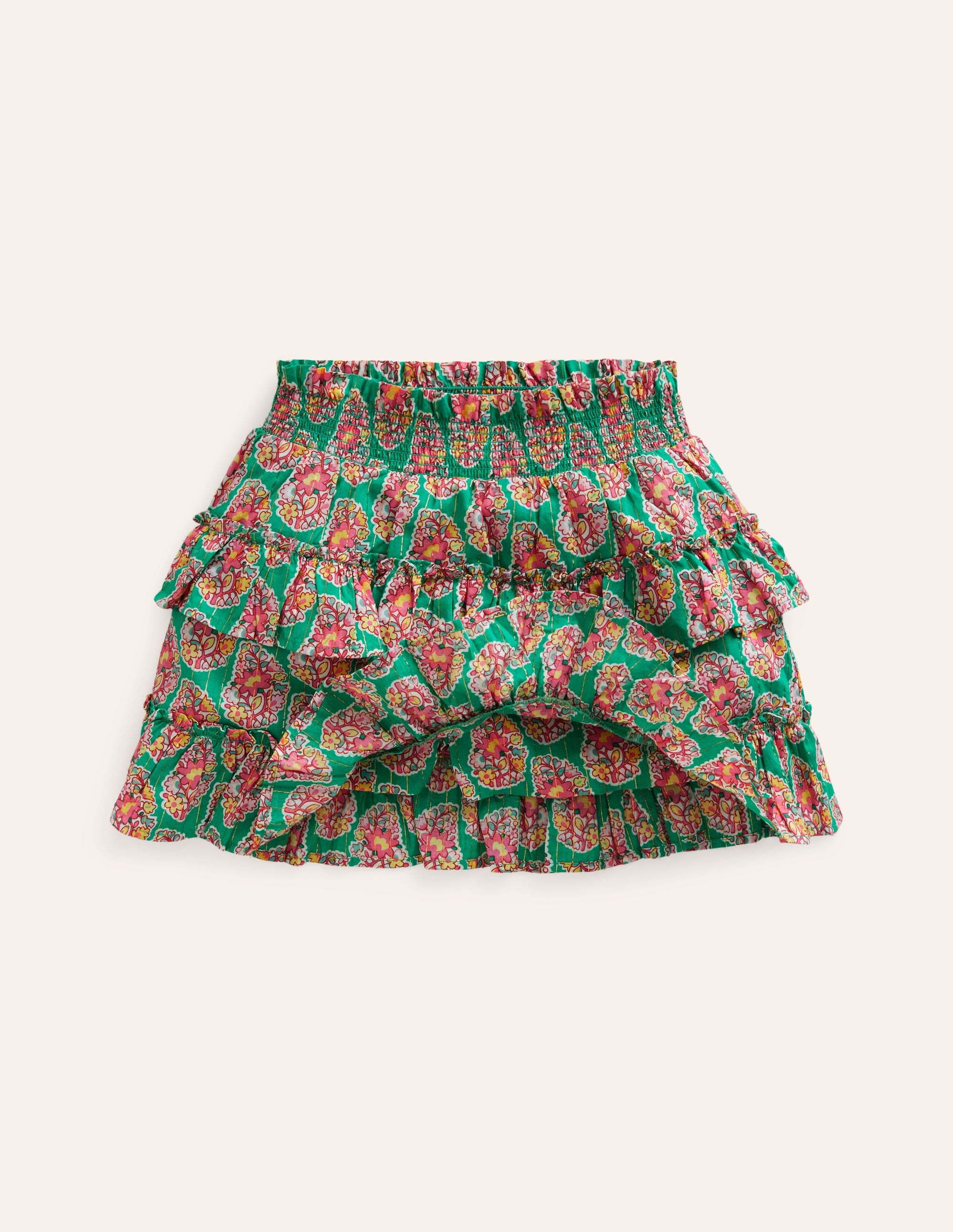  Tiered Printed Skort-Jade Green Paisley、mySite、ashleygrahame