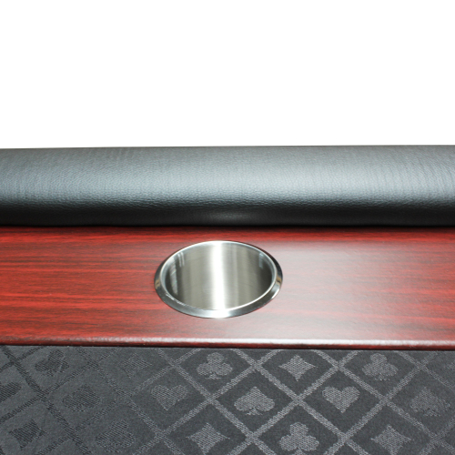 96" Light Series Foldable Poker Table with Wooden Racetrack Felt Stainless Legs Cup Holders Black、、casual