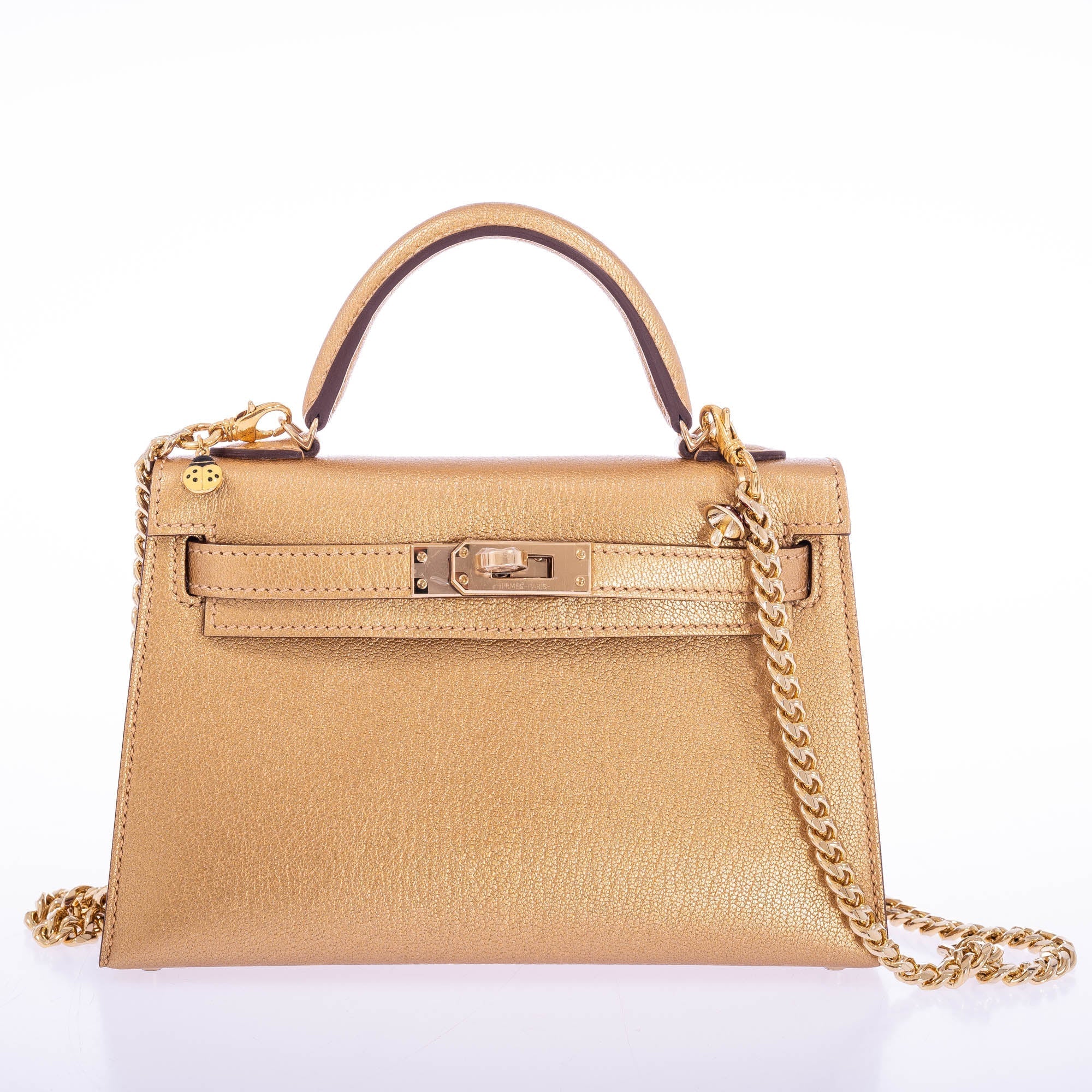 Hermès Kelly 20 Mini Sellier Olympic Gold Metallic Doré Chevre Chamkilight Gold Hardware、mySite、garminoutage.com