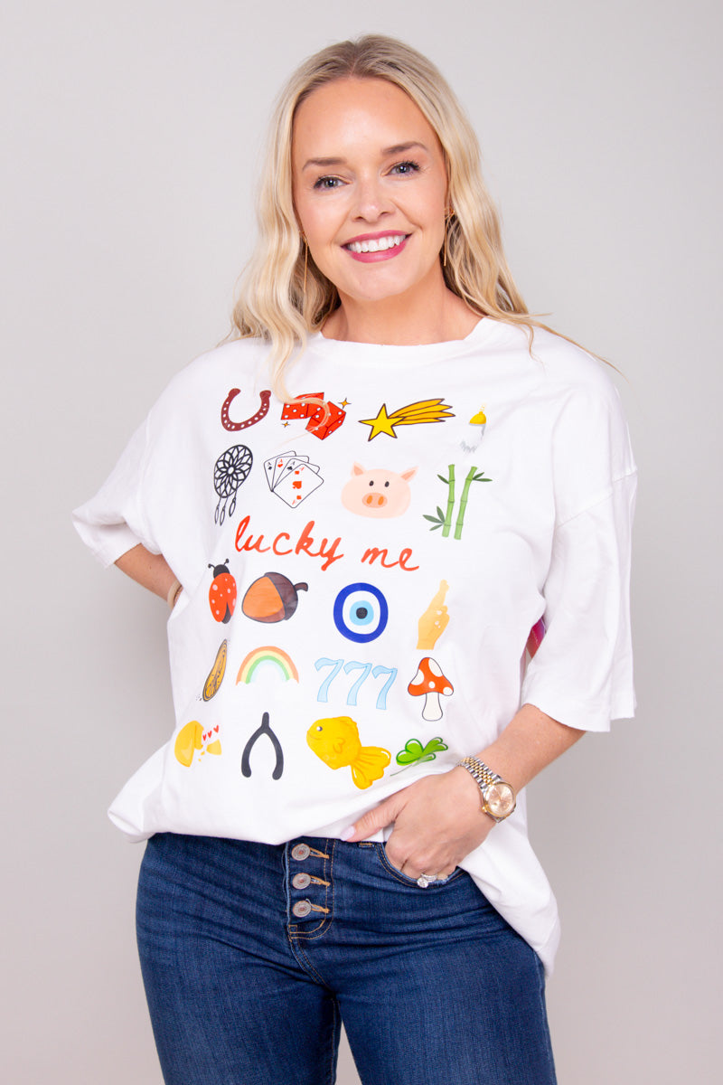 Lucky Girl Oversized Graphic Tee、mySite、hinf8tx79