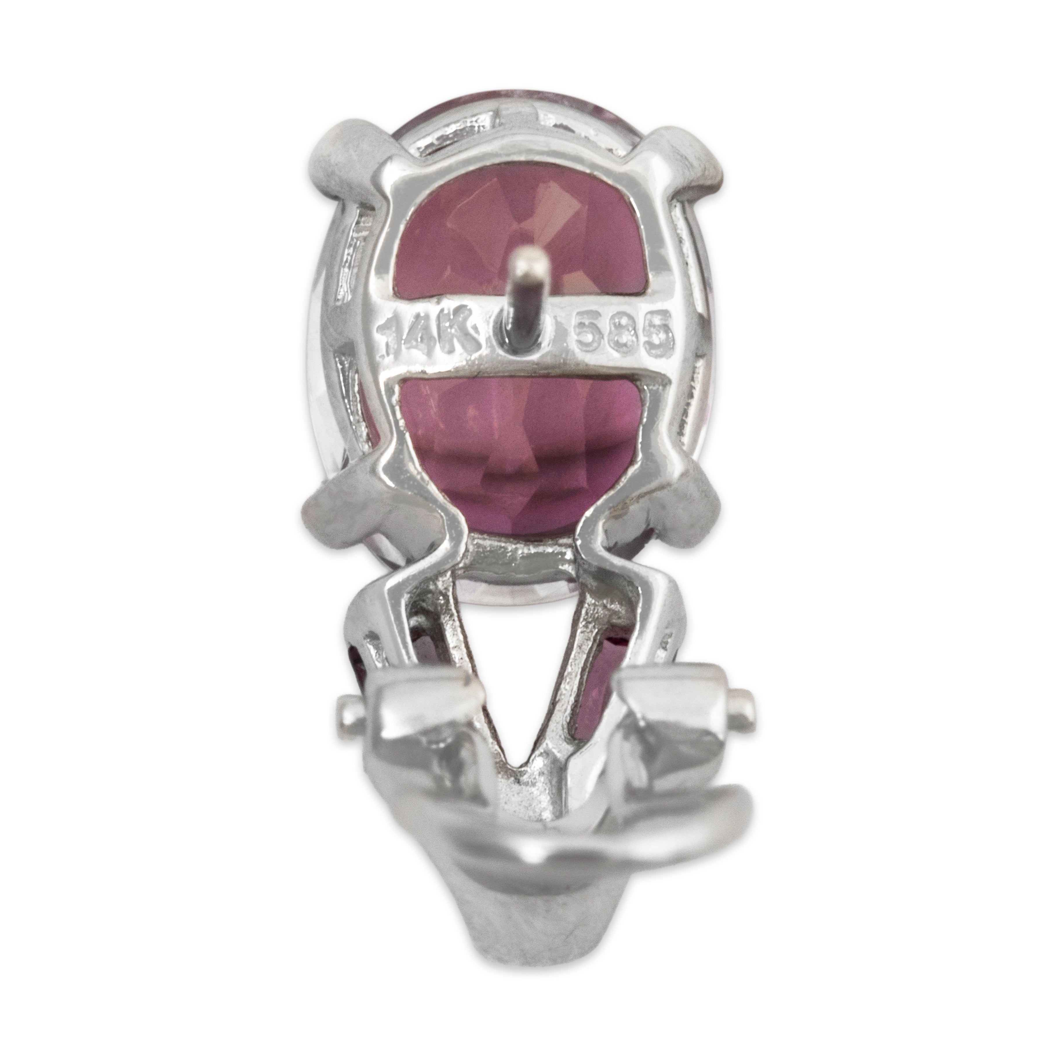 Vintage 14k White Gold 5.6cttw Pink Topaz Pink Garnet Omega Back Earrings、mySite、hinf8tx79