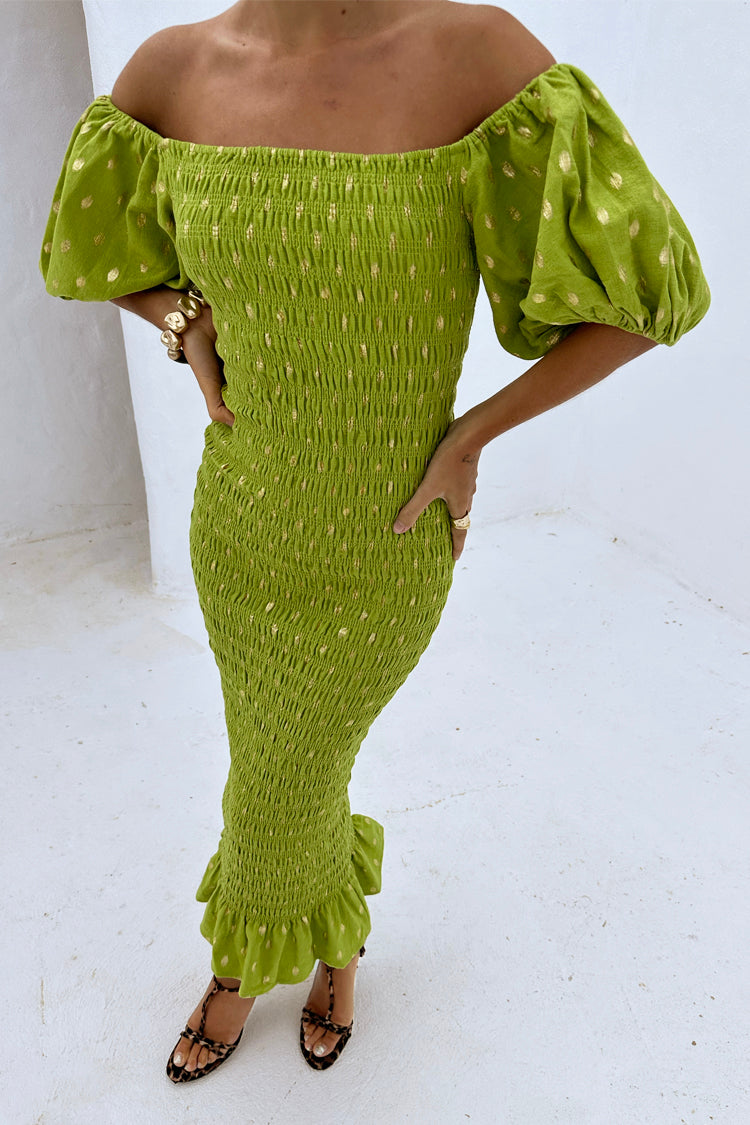 Olive Jojo Dress with Gold Fleck、mySite、solidvoid