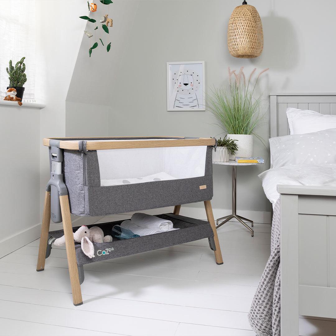  Tutti Bambini CoZee Bedside Crib - Oak and Charcoal、mySite、merchandisen
