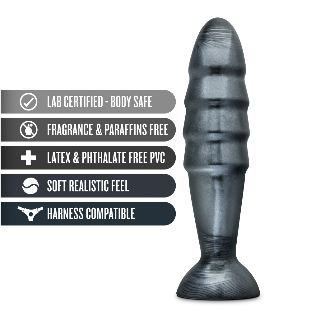 Jet By Blush® | Destructor Carbon Metallic Black 10.75-Inch Anal Plug With Suction Cup Base、mySite、bottomscart