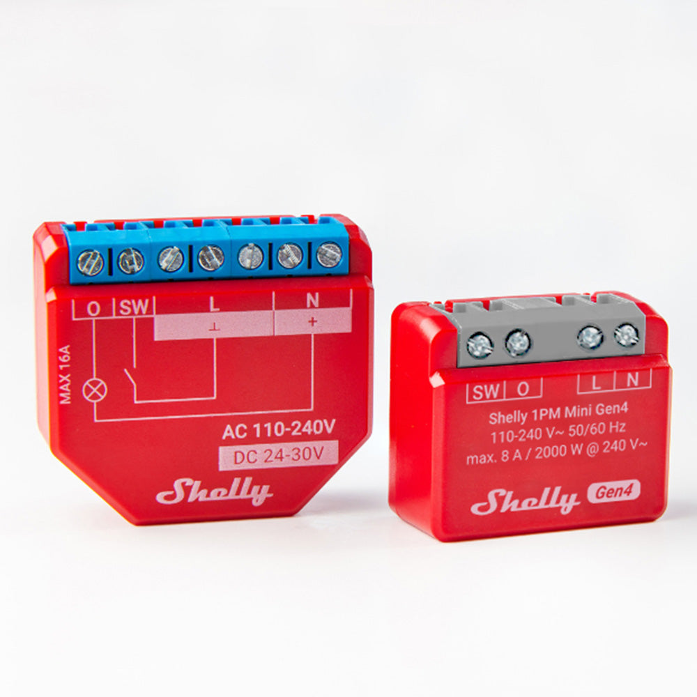 Shelly 1PM Gen4 Mini - Módulo para Interruptor 1 botão ou Portão de Garagem 8A WiFi/BT/Zigbee、mySite、fannypackpong