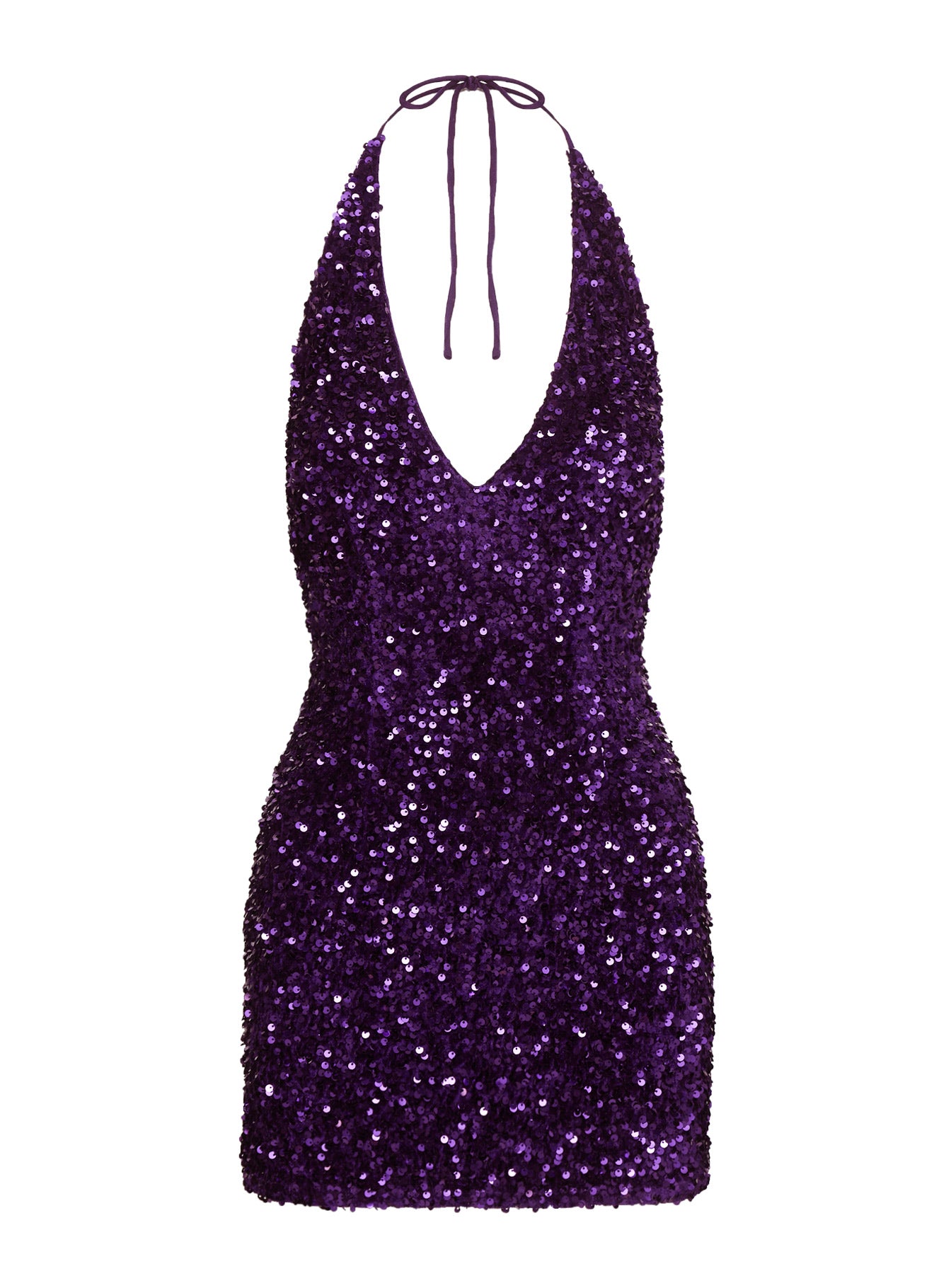 Time Of Your Life Plunge Halter Mini Dress Purple、mySite、solidvoid