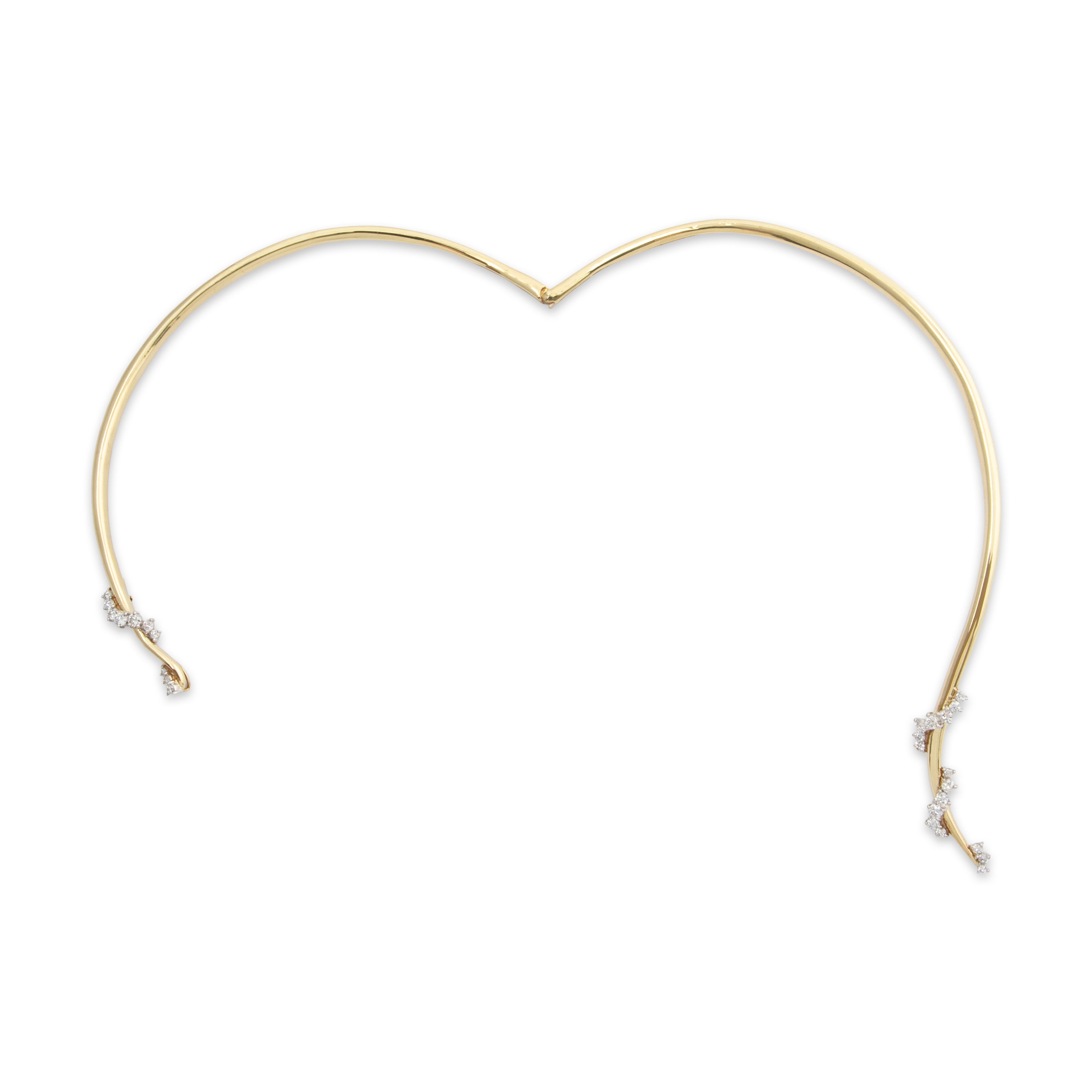 Vintage 14k Yellow Gold 1.84cttw Diamond Glittering Collar Necklace 14.5、mySite、hinf8tx79