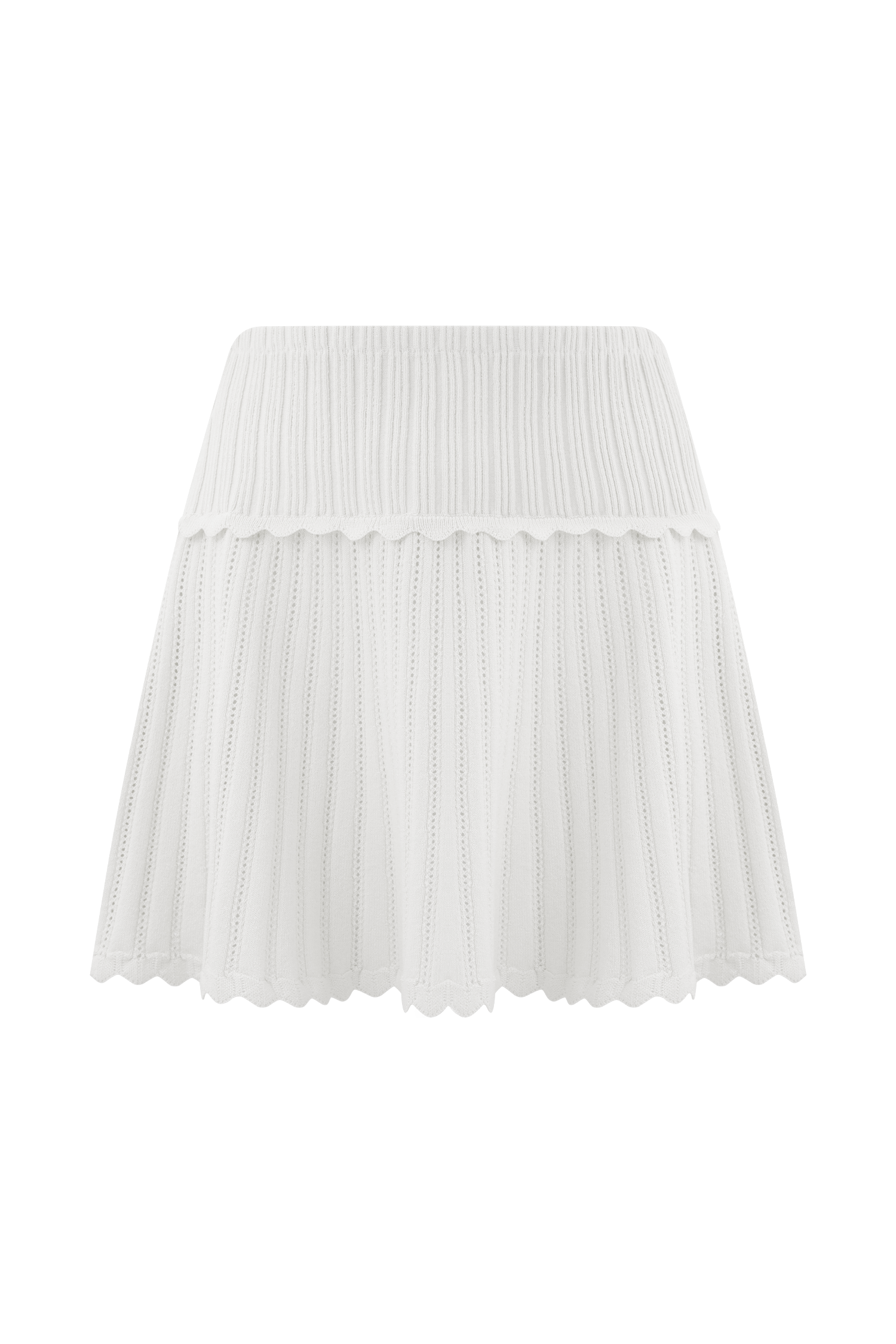 Indy Pointelle Knit Mini Skirt - Ivory、mySite、solidvoid