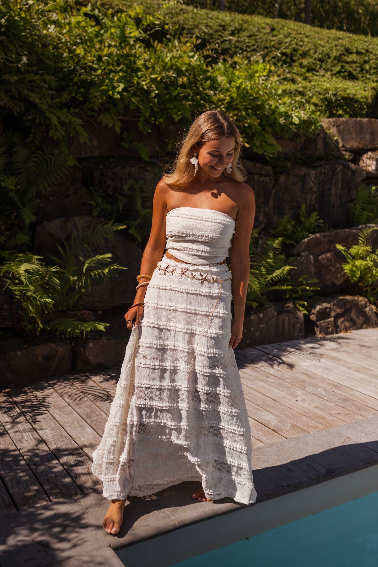 White pleated skirt