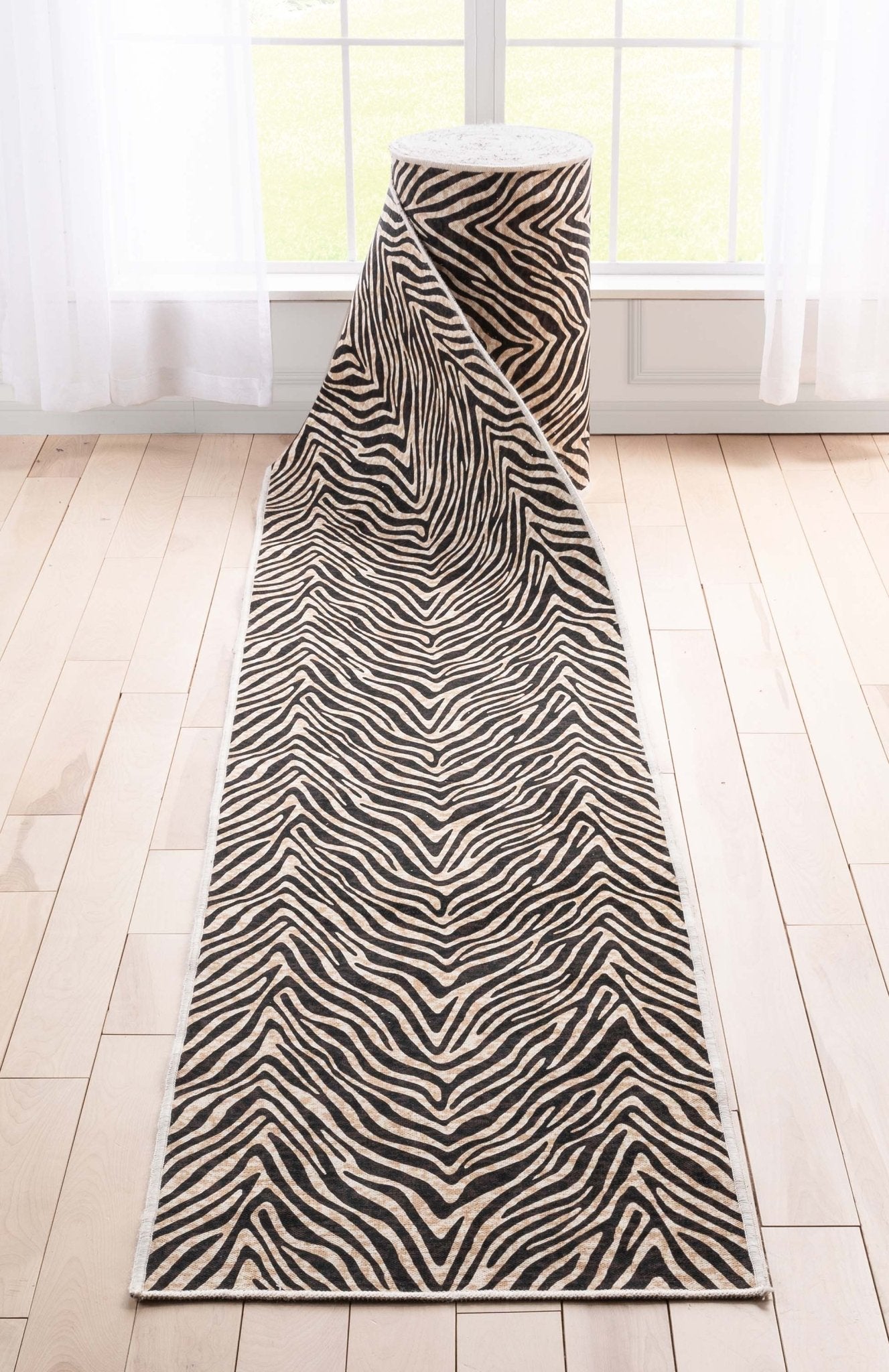 Custom Size Runner Modern Zebra Print Brown Choose Your Width x Choose Your Length Hallway Runner Rug、mySite、gigharbornorthrealestate