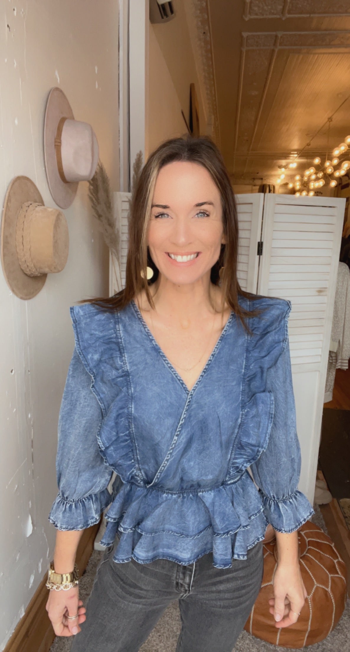 Riley's Ruffle Denim Top、mySite、garagedoors4me