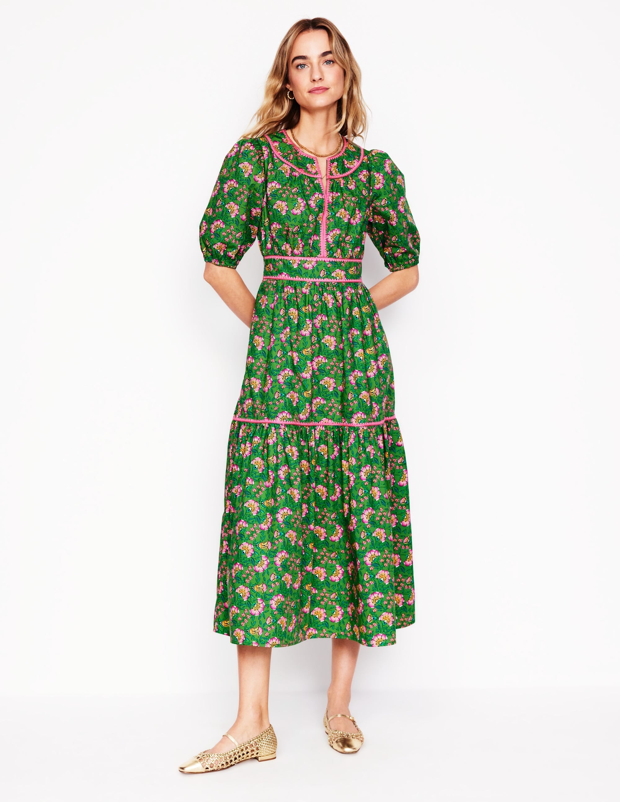  Rhea Embroidered Midi Dress-Green, Decorative Vine、mySite、ashleygrahame