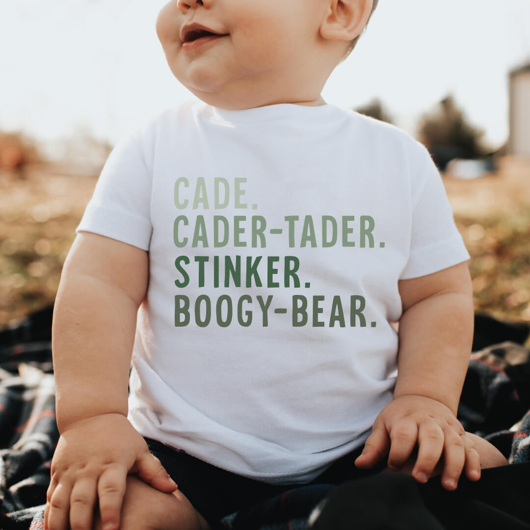  Personalized Green Nickname Color Block Kids Graphic Tee | White、mySite、layawaytickets