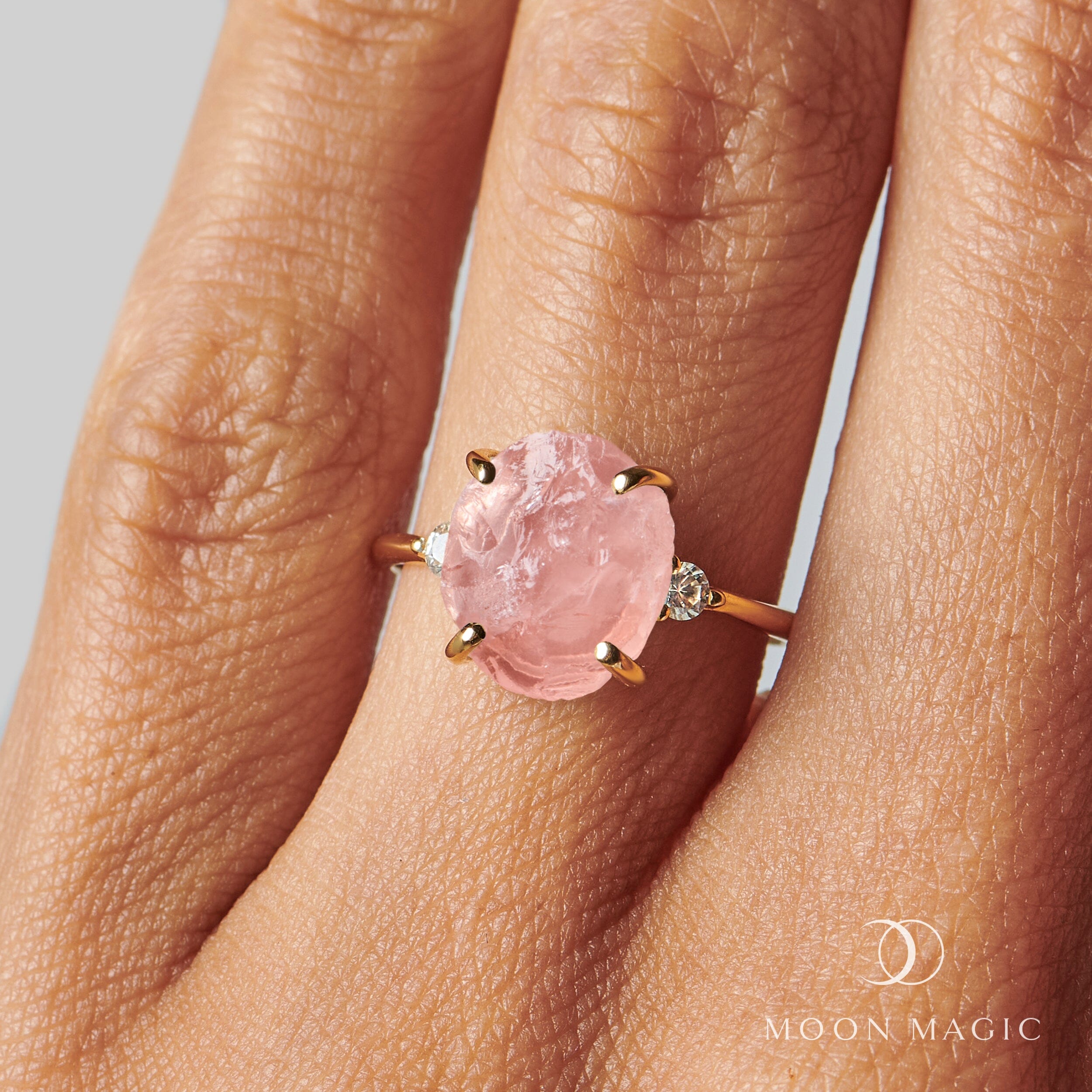 Rose Quartz Lab Diamond Ring - Raw Allure、mySite、hinf8tx79