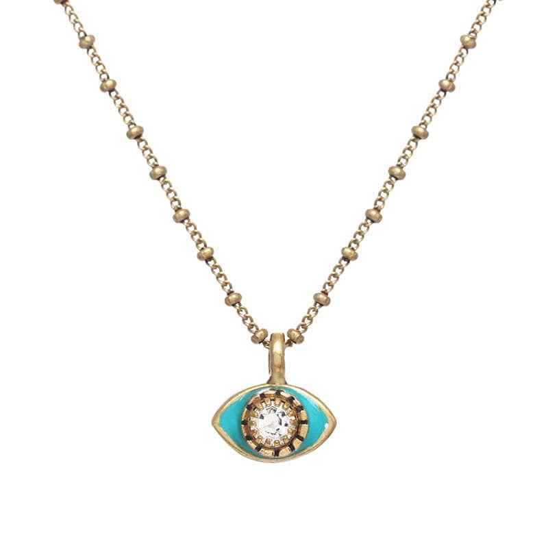 Mini Aqua and Gold Eye Necklace by Michal Golan、mySite、topwebapps
