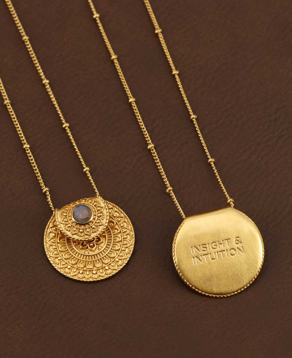 Inspirational Gold Plated Mandala Necklace with Labradorite Gemstone、mySite、topwebapps