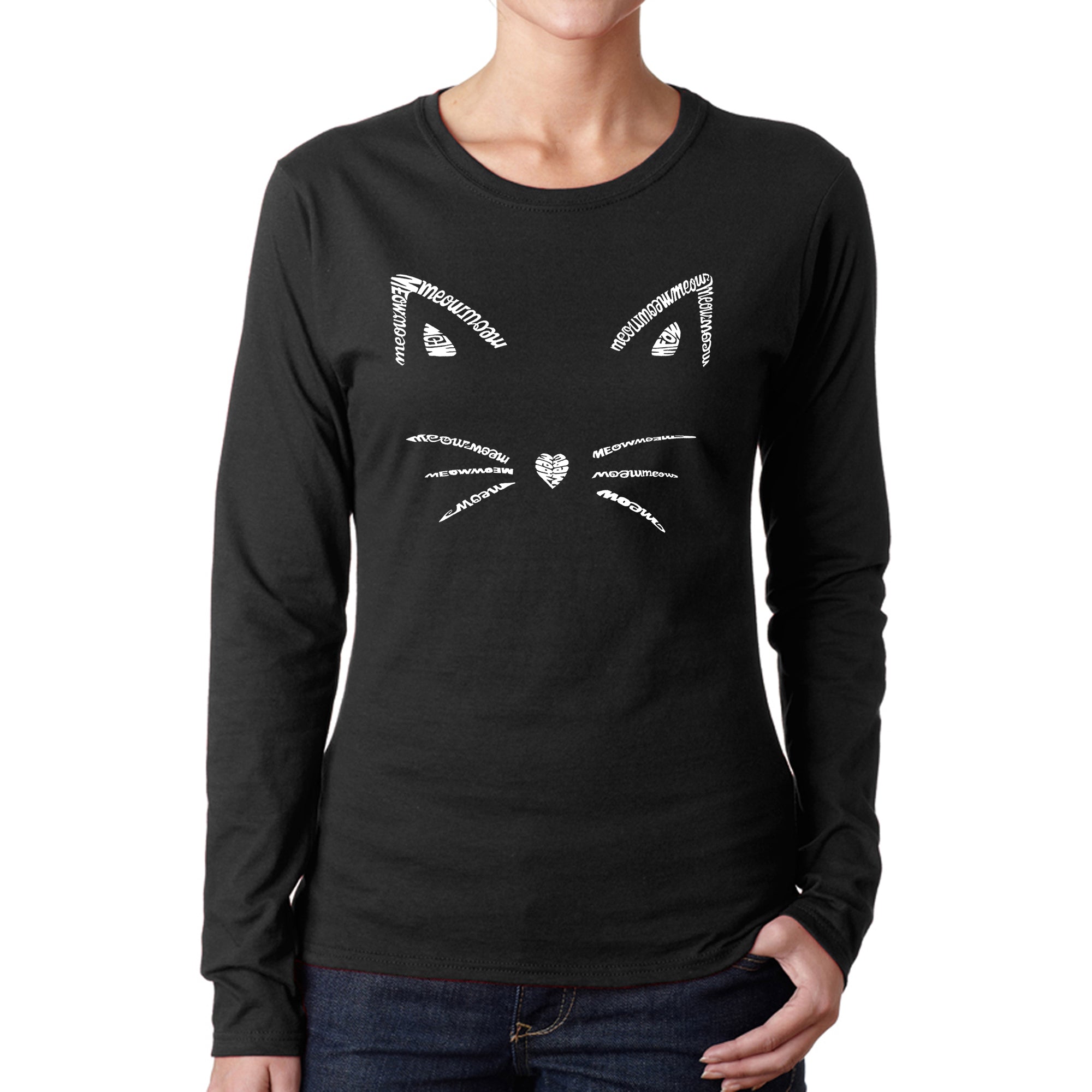Whiskers - Women's Word Art Long Sleeve T-Shirt、mySite、camillekostekn