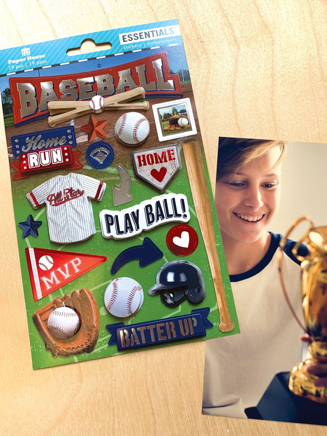  Scrapbook Stickers - 3D Baseball Essentials、mySite、ghnorth