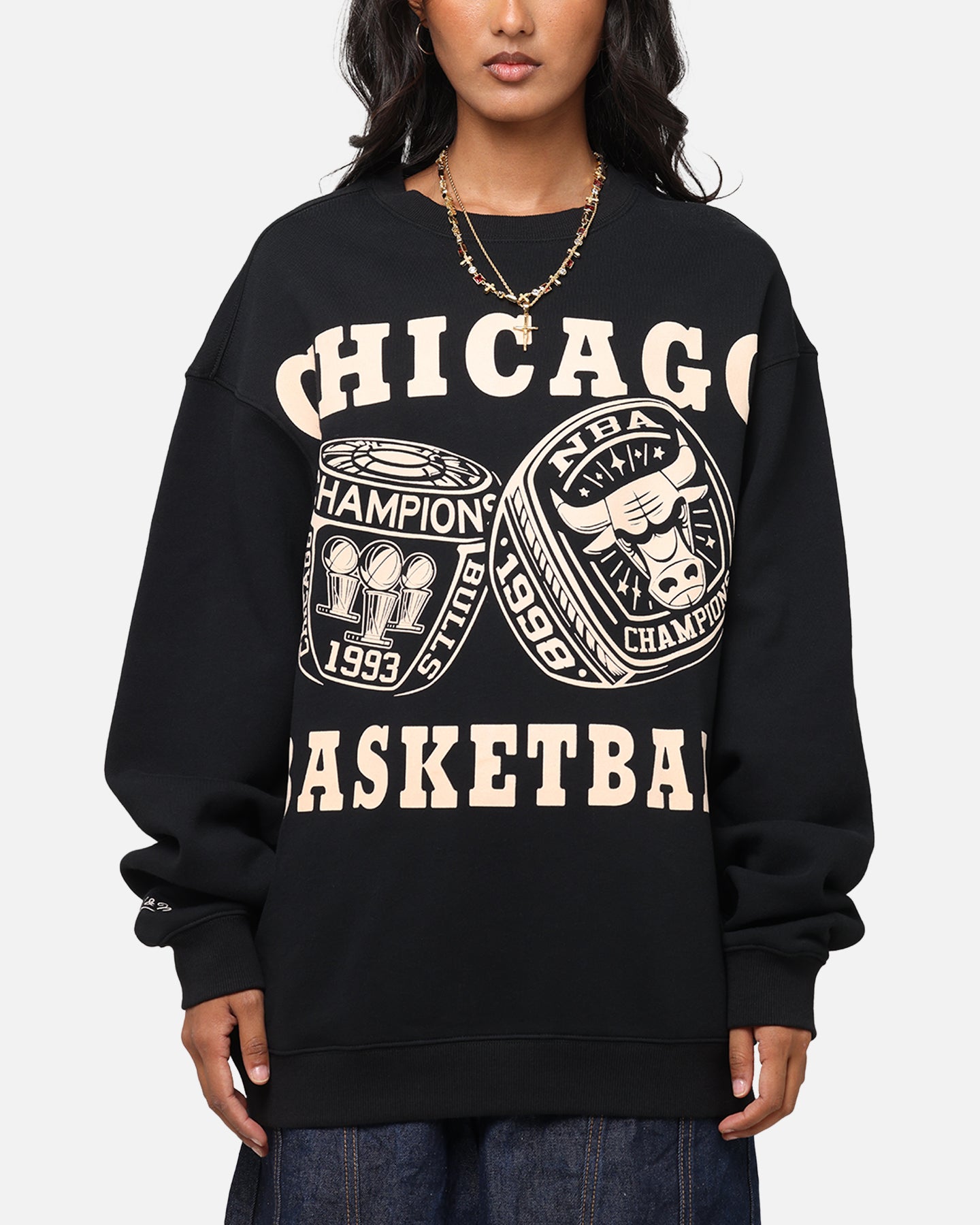Mitchell & Ness Chicago Bulls Rings Crewneck Black、mySite、zt4zffjzw