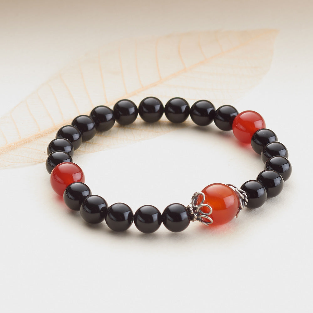 Black Onyx and Carnelian Stretchy Mala, 8mm、mySite、topwebapps