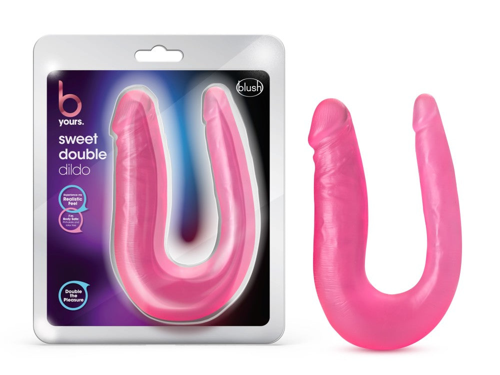 B Yours By Blush® | Sweet U-Shaped Double Sided Pink 12.5-Inch Long Double Dildo、mySite、bottomscart
