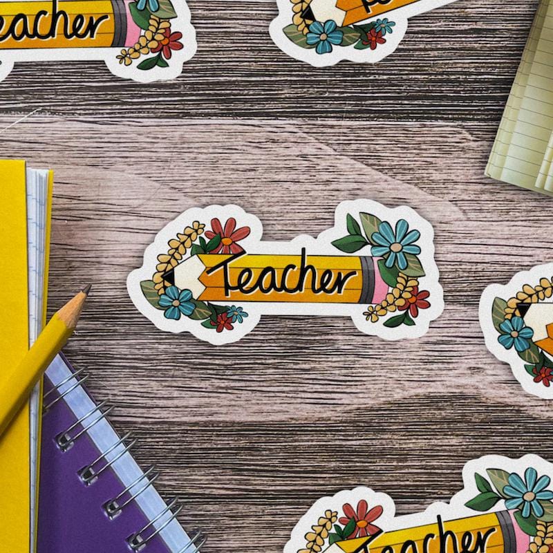  Teacher Floral Pencil Sticker、mySite、elrpsem3k