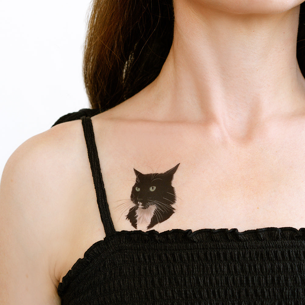  Black & White Fancy Cat Tattly Temporary Tattoos、mySite、ghnorth
