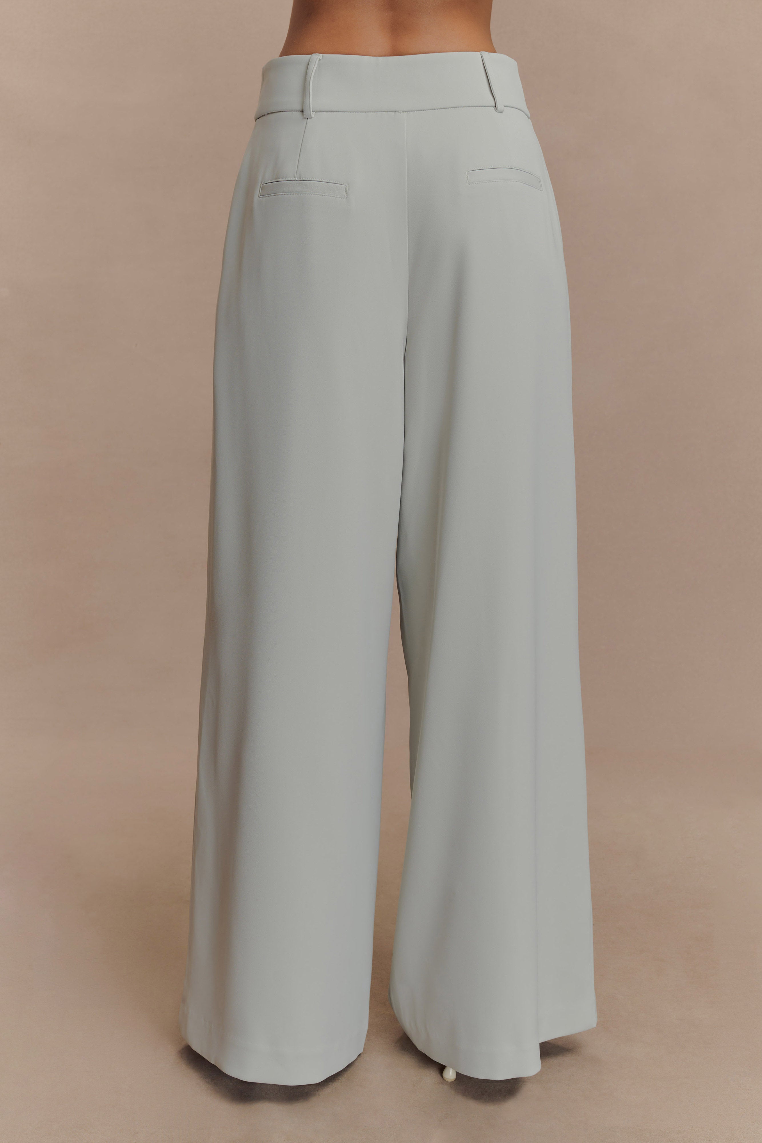 Jameson Pleated Wide Leg Pants - Light Sage、mySite、solidvoid