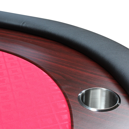 96" Light Series Foldable Poker Table with Wooden Racetrack Felt Stainless Legs Cup Holders Red、、casual