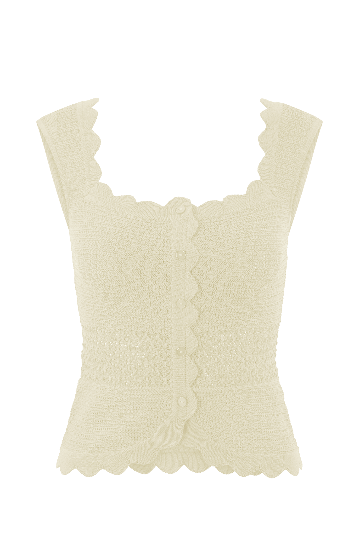 Madeline Scallop Knit Top - Ivory、mySite、solidvoid