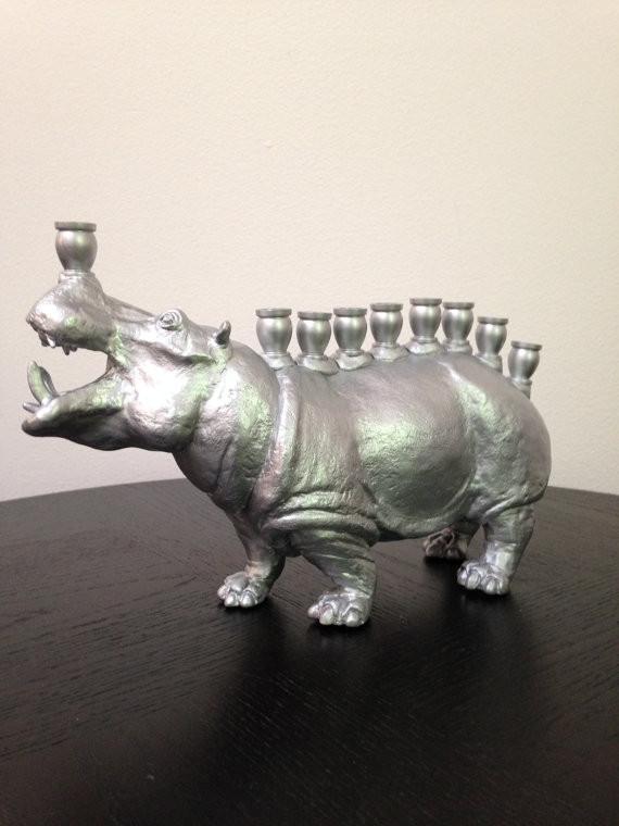 Menoppopotamus - Hippo Menorah in Silver、mySite、topwebapps