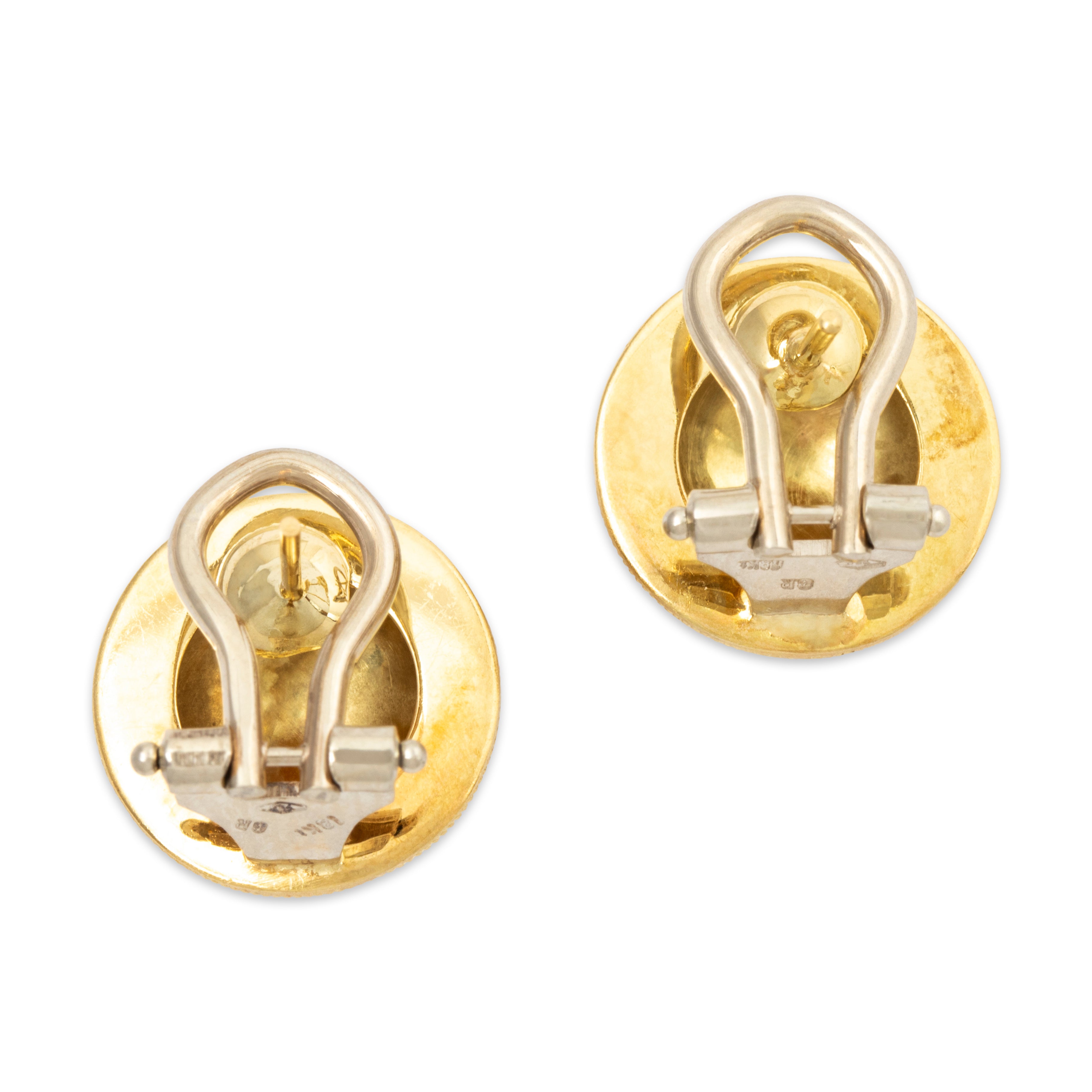 Vintage 18k Yellow Gold Stately Circles Stud Earrings、mySite、hinf8tx79