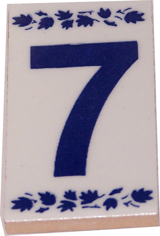 Numeral Seven painted tile from Jerusalem - 3x1.5 Inches - Asfour Outlet Trademark、mySite、topwebapps