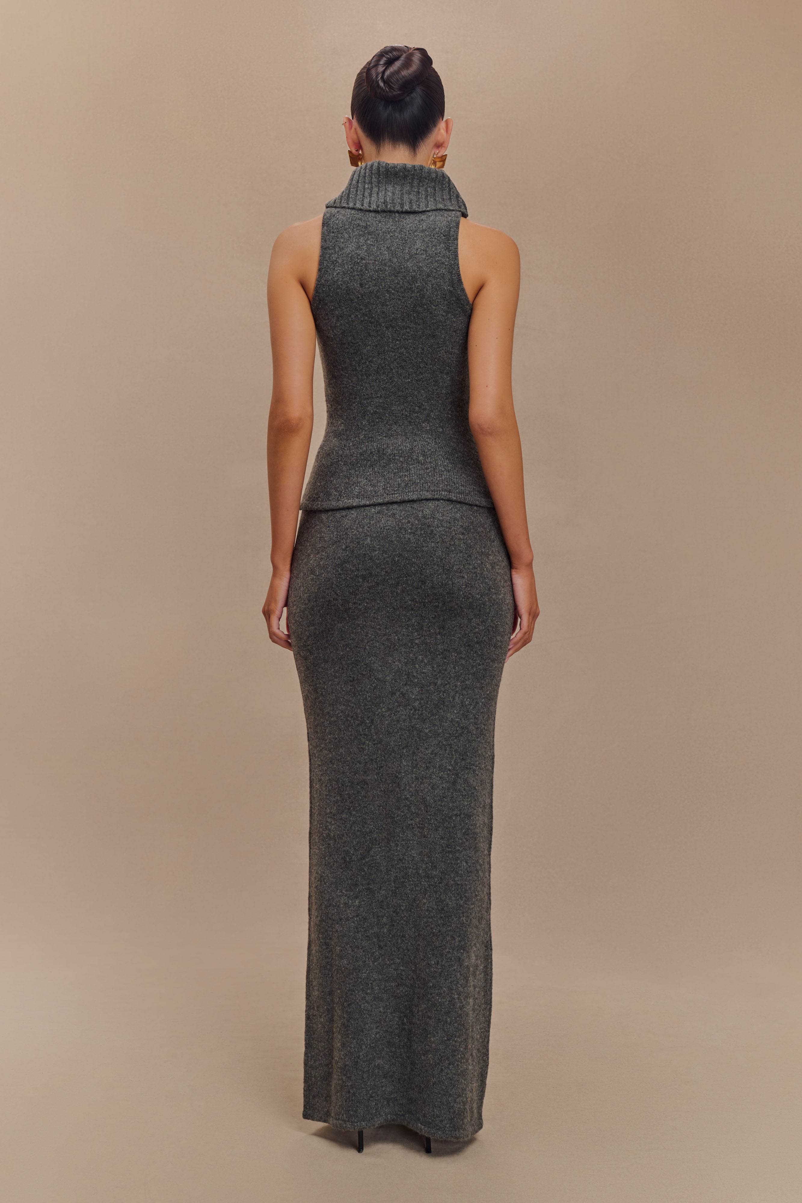 Elise Knit Maxi Skirt - Charcoal Marle、mySite、solidvoid