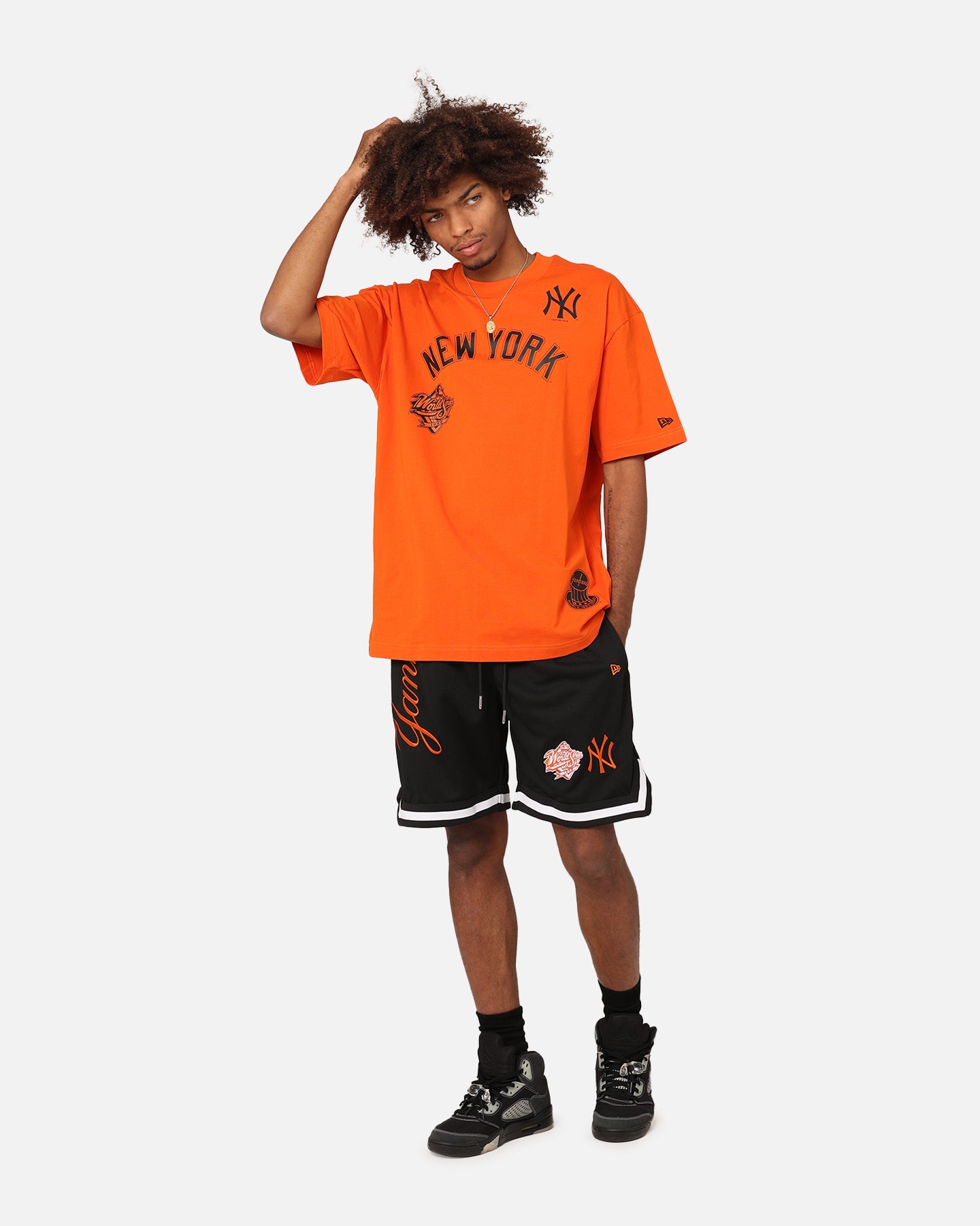 New Era New York Yankees 'Scary Nights' Oversized T-Shirt Orange/Black、mySite、zt4zffjzw
