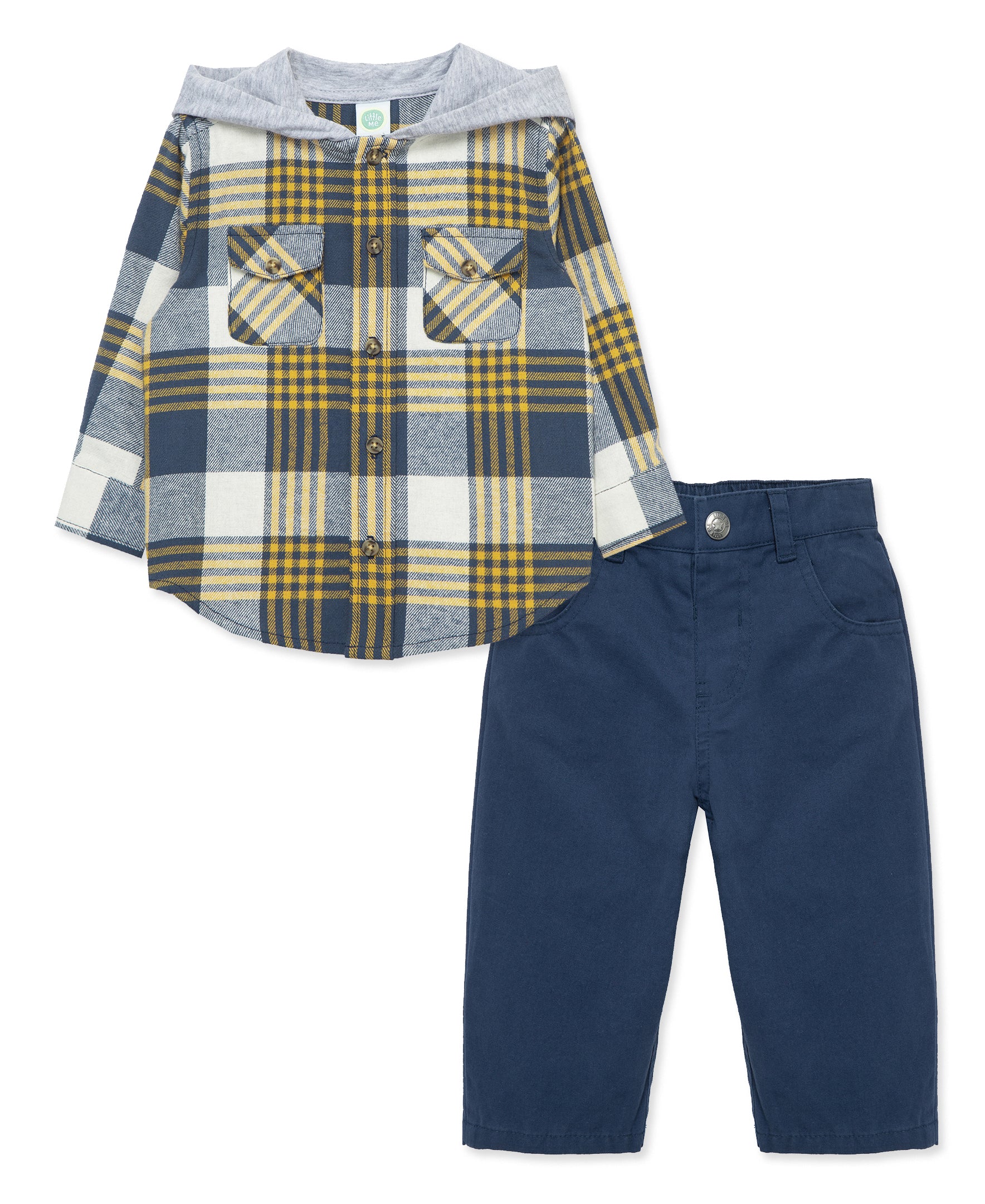  Navy Plaid Woven Pant Set (2T-4T)、mySite、layawaytickets